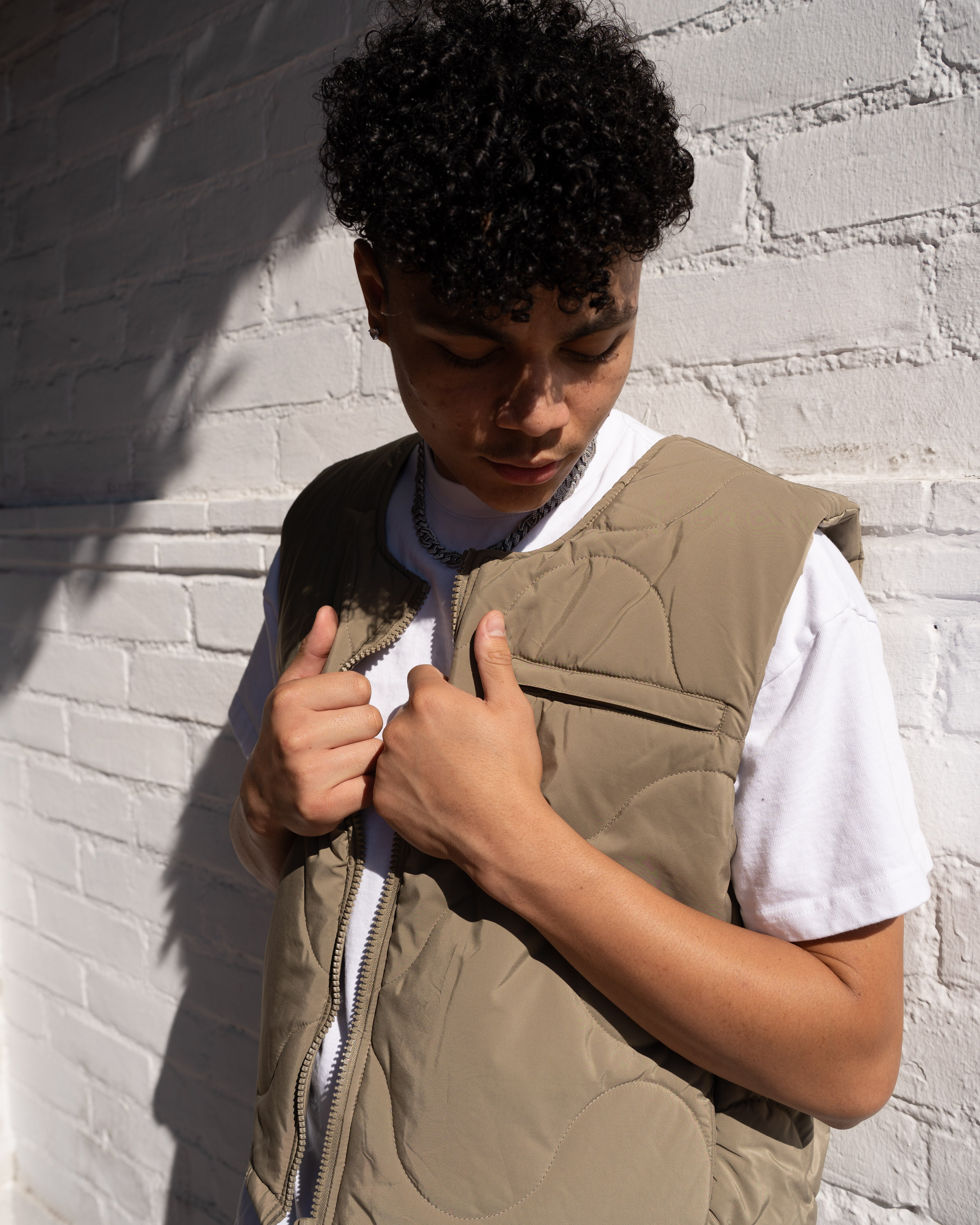 EPTM GRIDDY PUFFER VEST-KHAKI