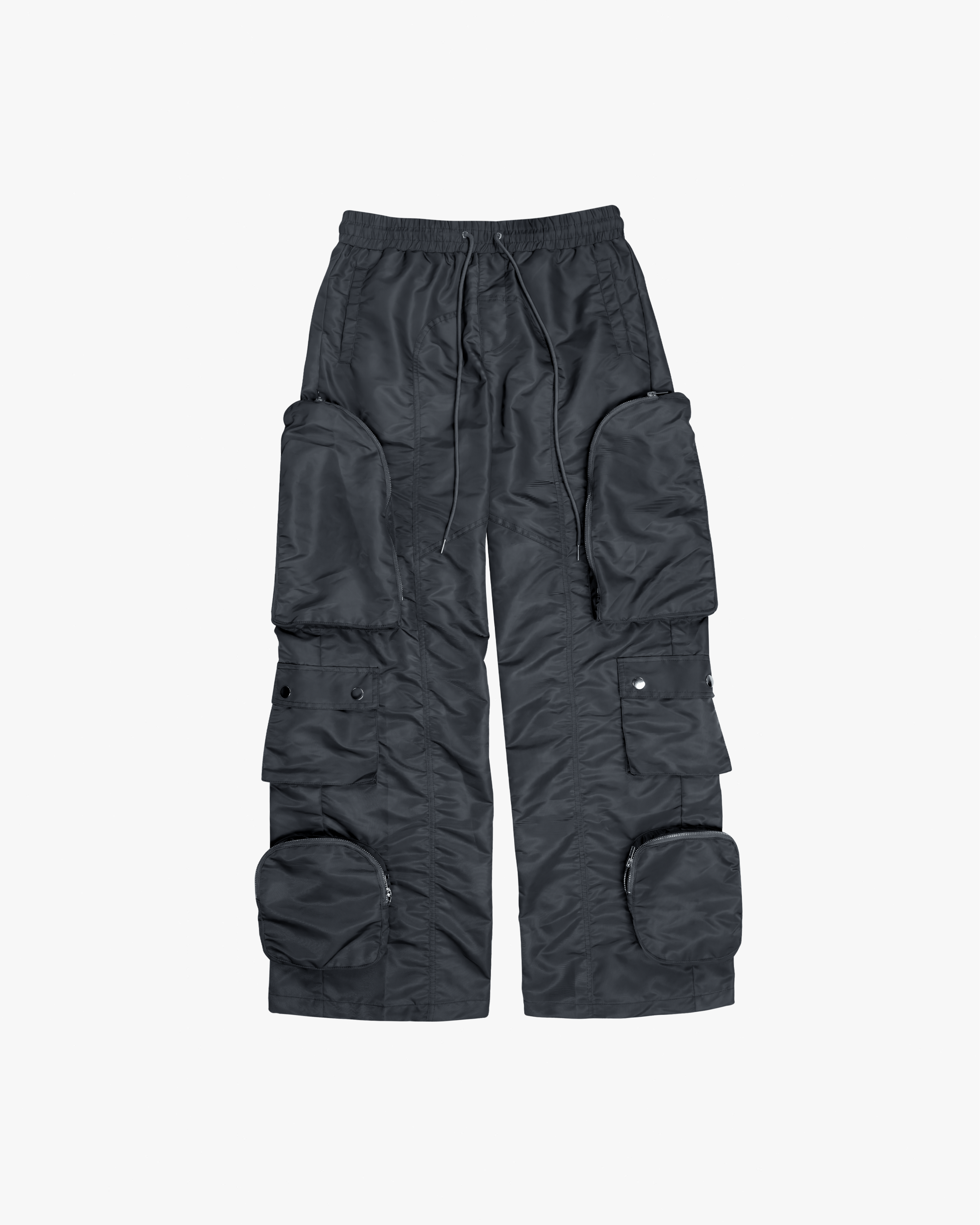 EPTM BAGGY MOON ZIP CARGO PANTS - BLACK