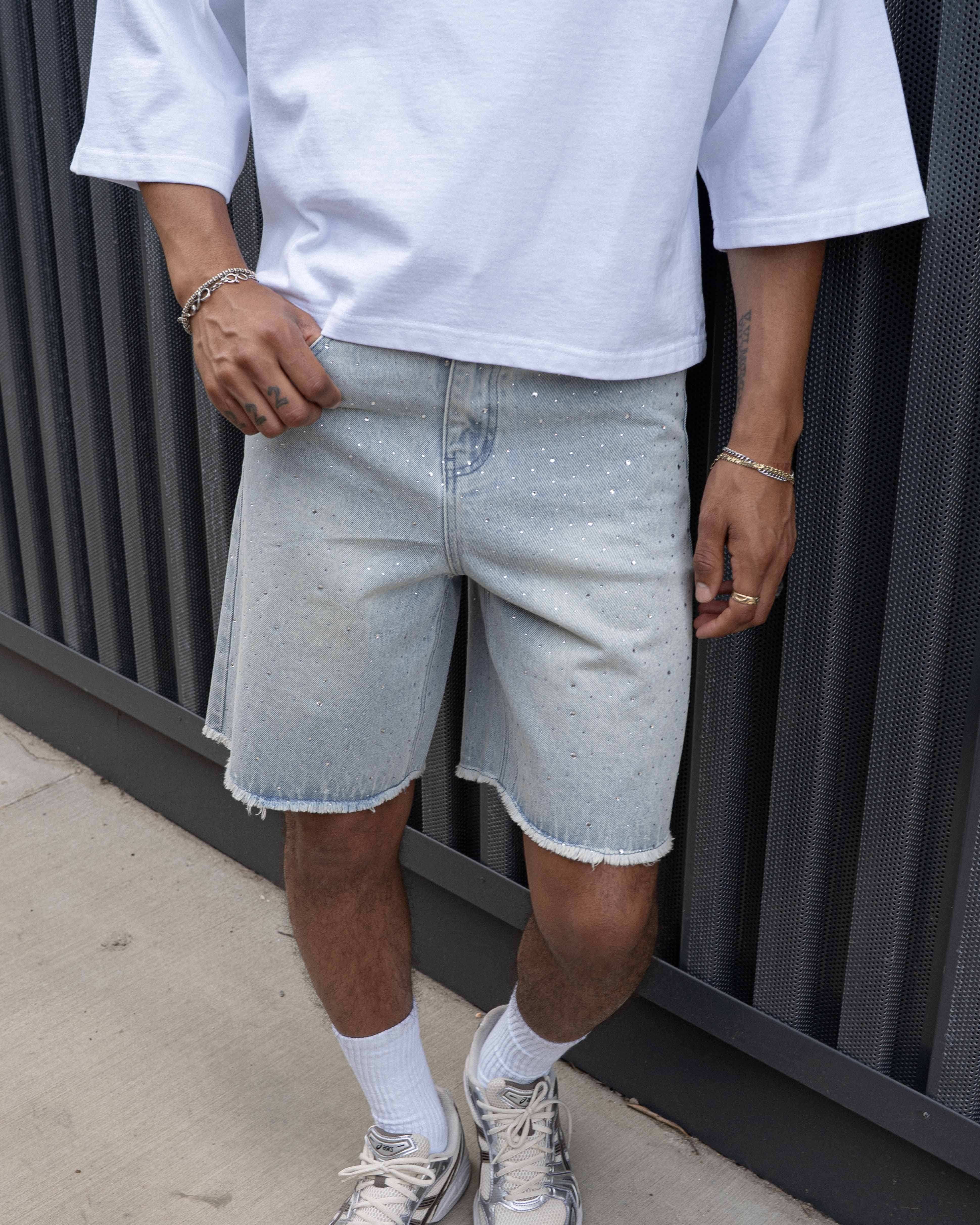 EPTM CRYSTAL DENIM SHORTS - BLUE
