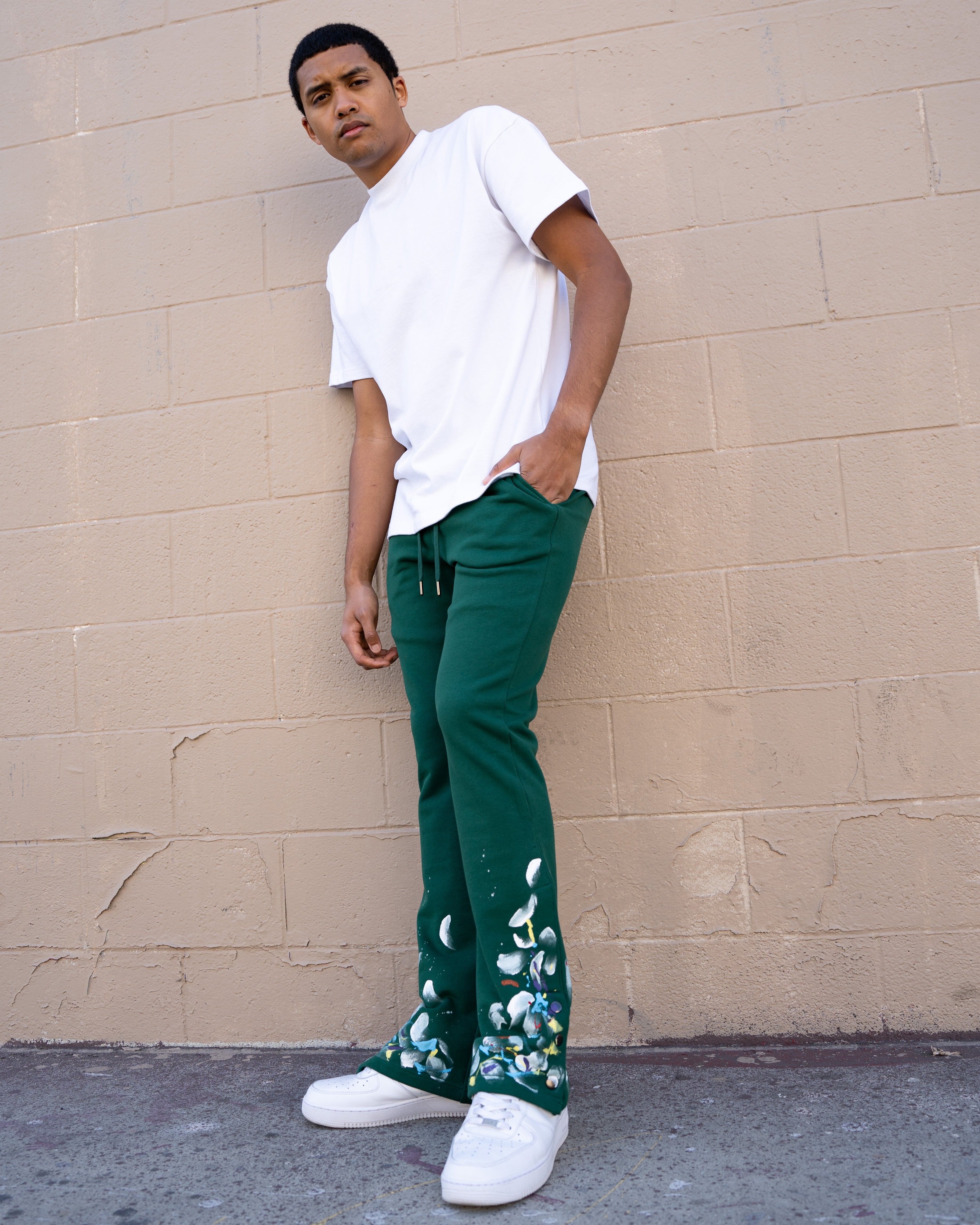 EPTM PAINT SNAP FLARED PANTS - HUNTER GREEN