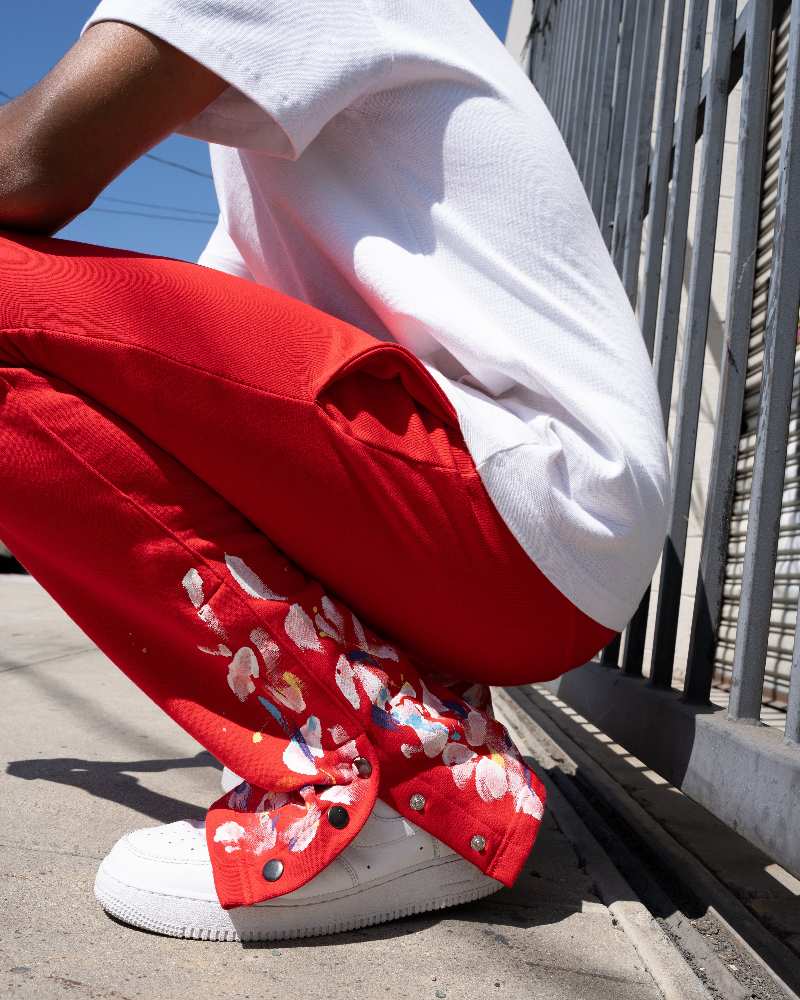 EPTM PAINT SNAP FLARED PANTS - RED