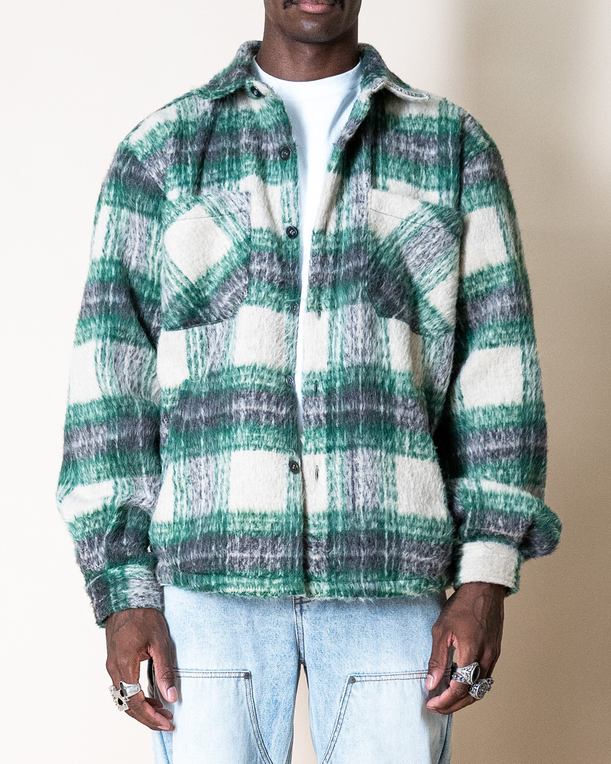 EPTM SIDE SLIT FLANNEL- GREEN