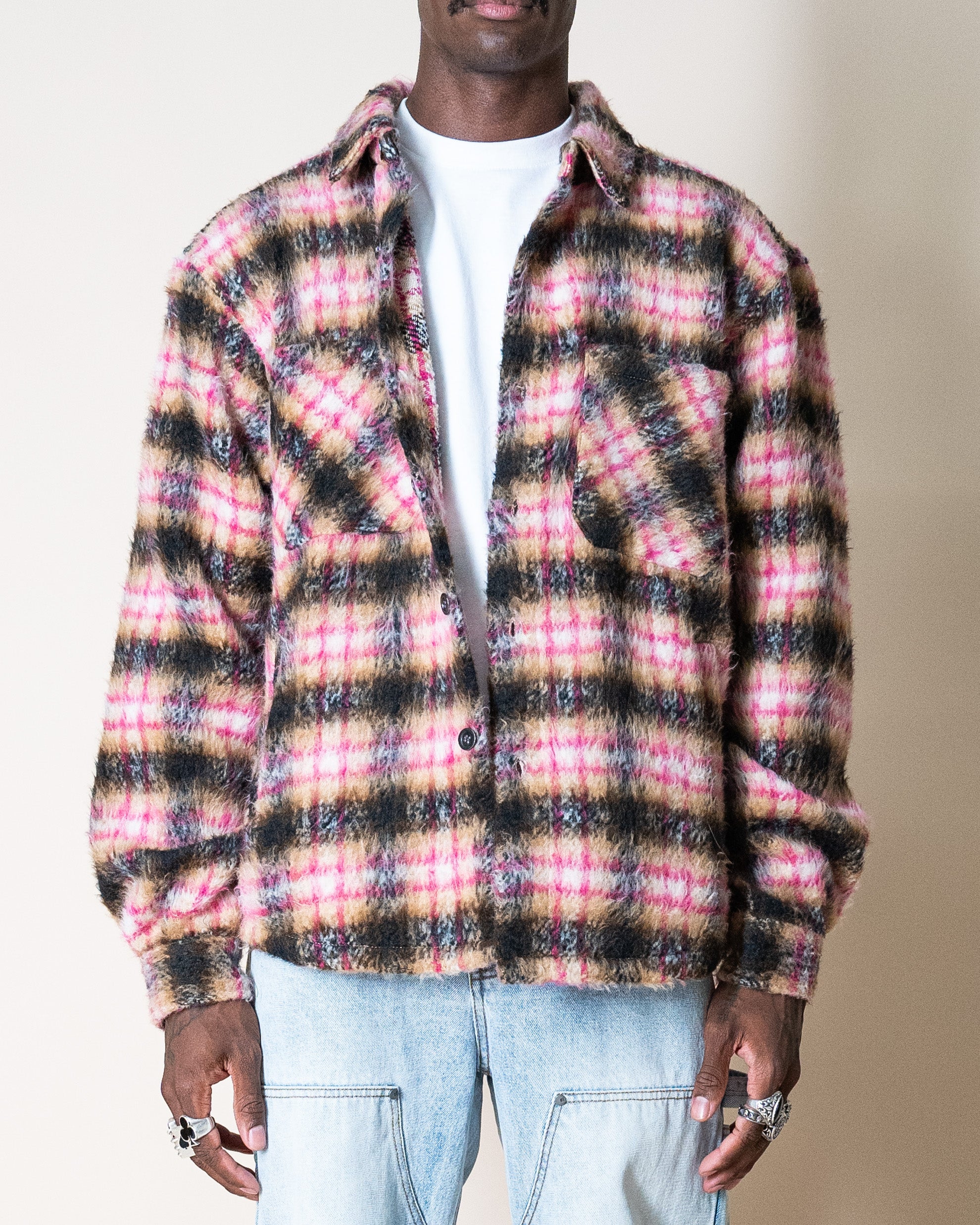 EPTM SIDE SLIT FLANNEL- PINK