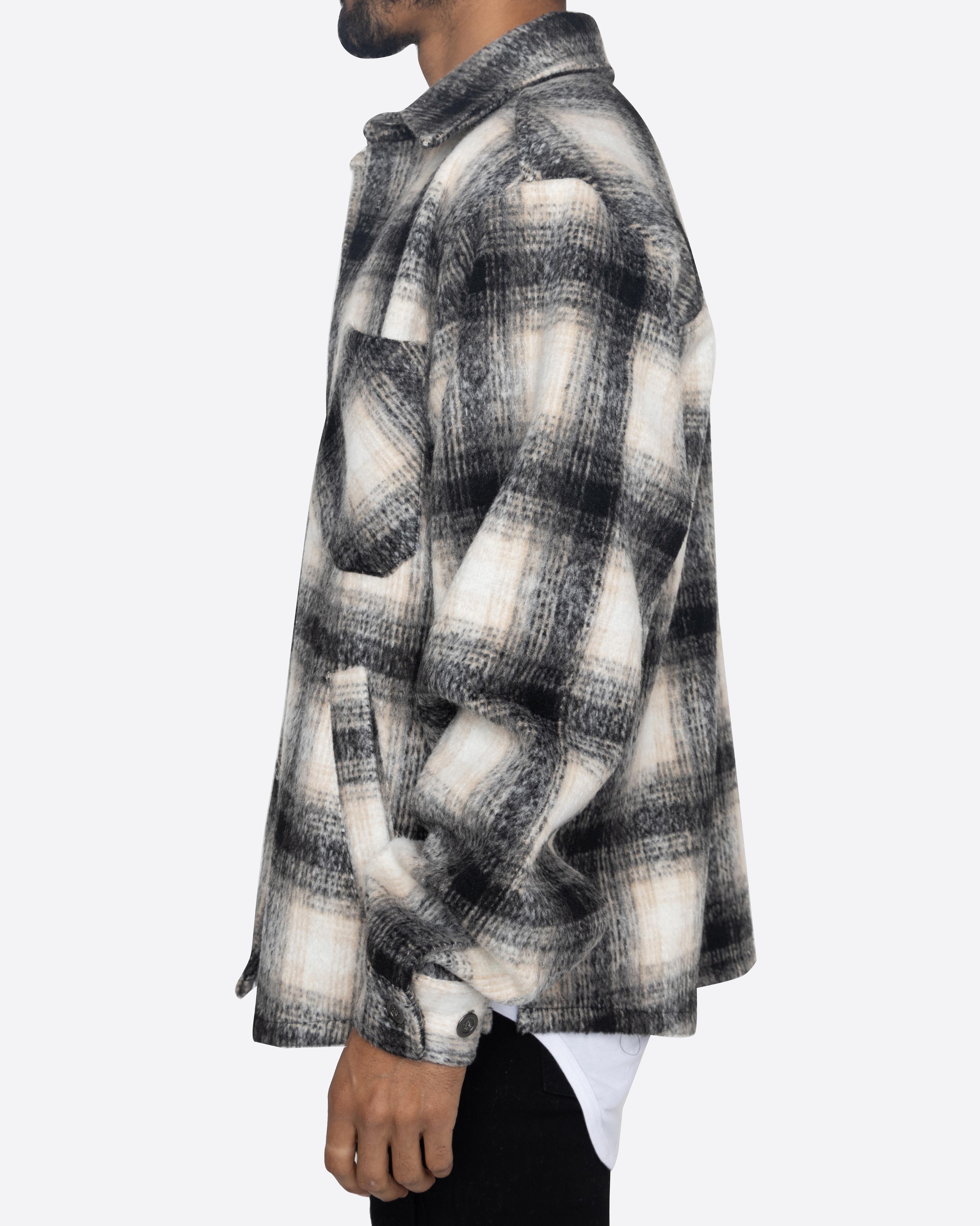 EPTM BIG N TALL SLIT FLANNEL SHIRT-BLACK/WHITE