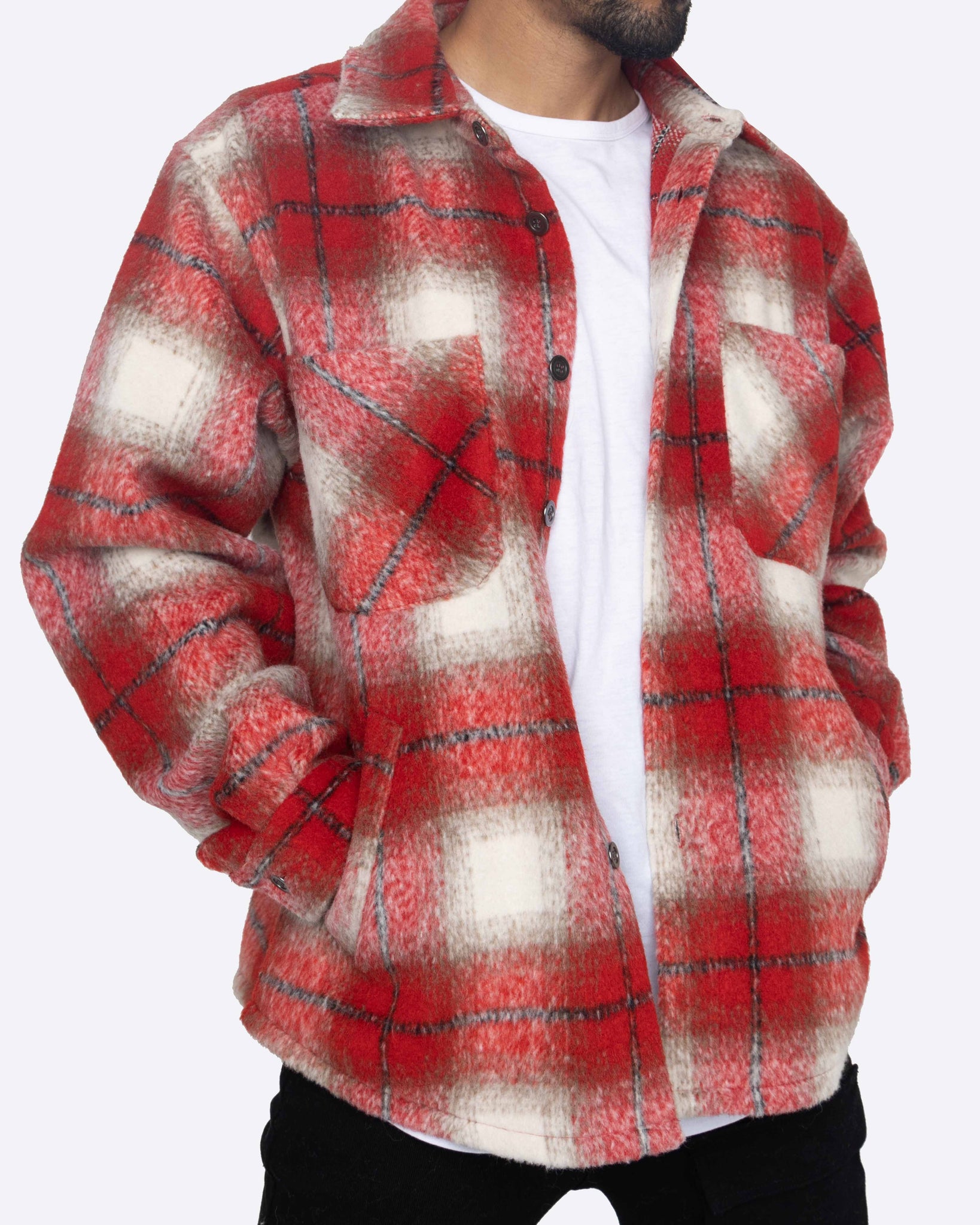EPTM XLBOYZ SLIT FLANNEL SHIRT-RED