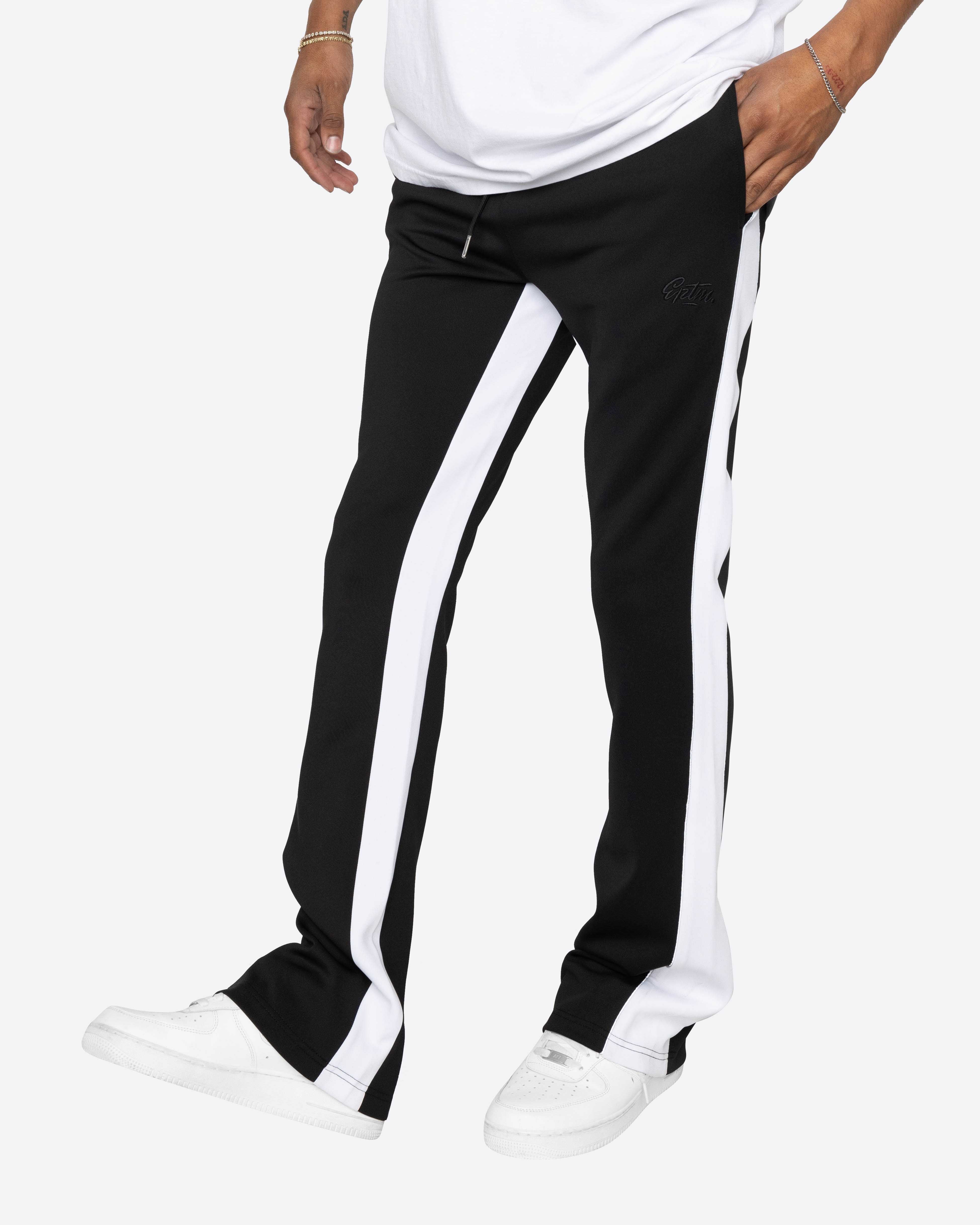 PIDOGYM Men's Athletic Running Sport Jogger Pants Slim Striped Workout  Casual Joggers Tapered Sweatpants White Medium