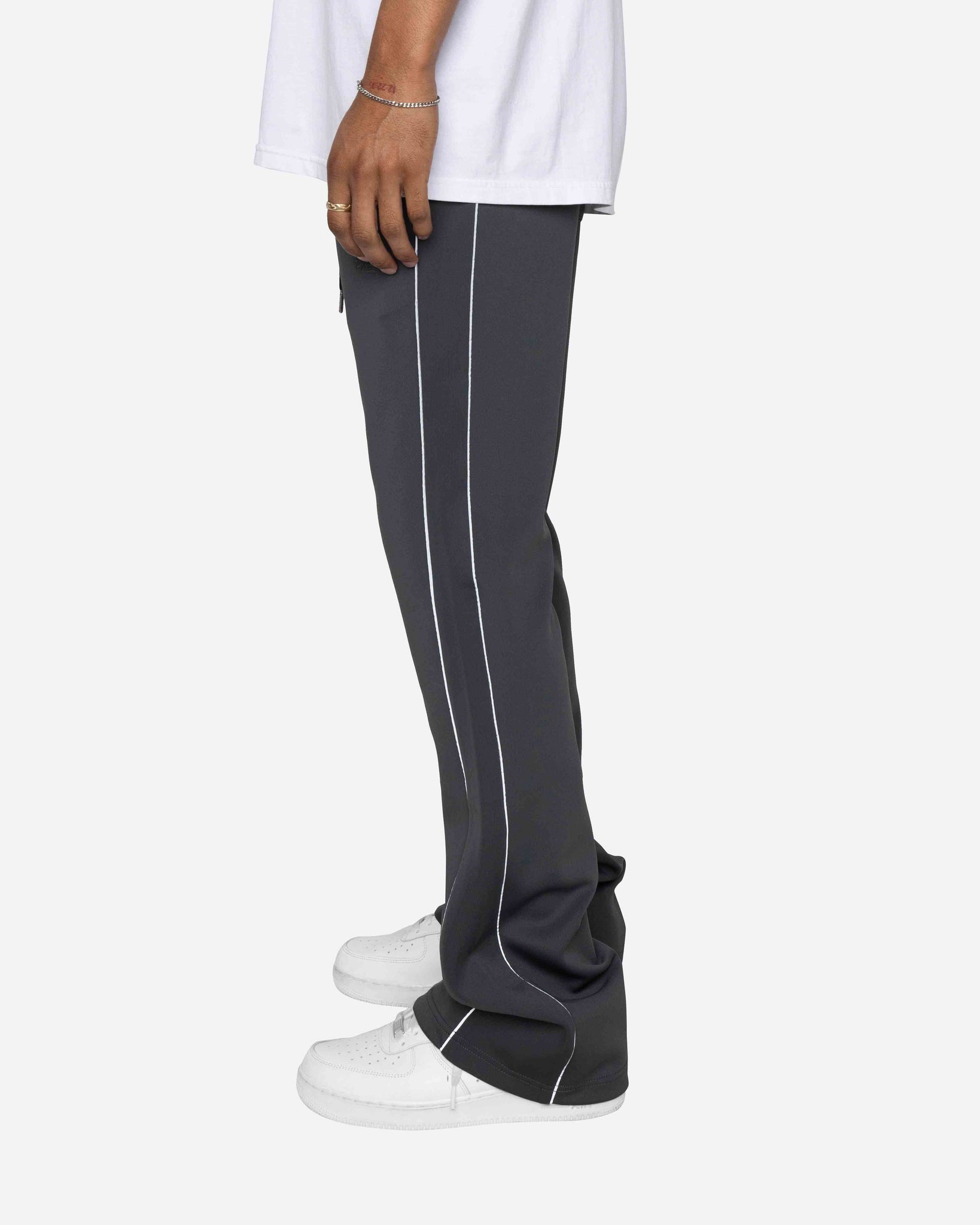 EPTM PIPING FLARED TRACK PANTS-CHARCOAL