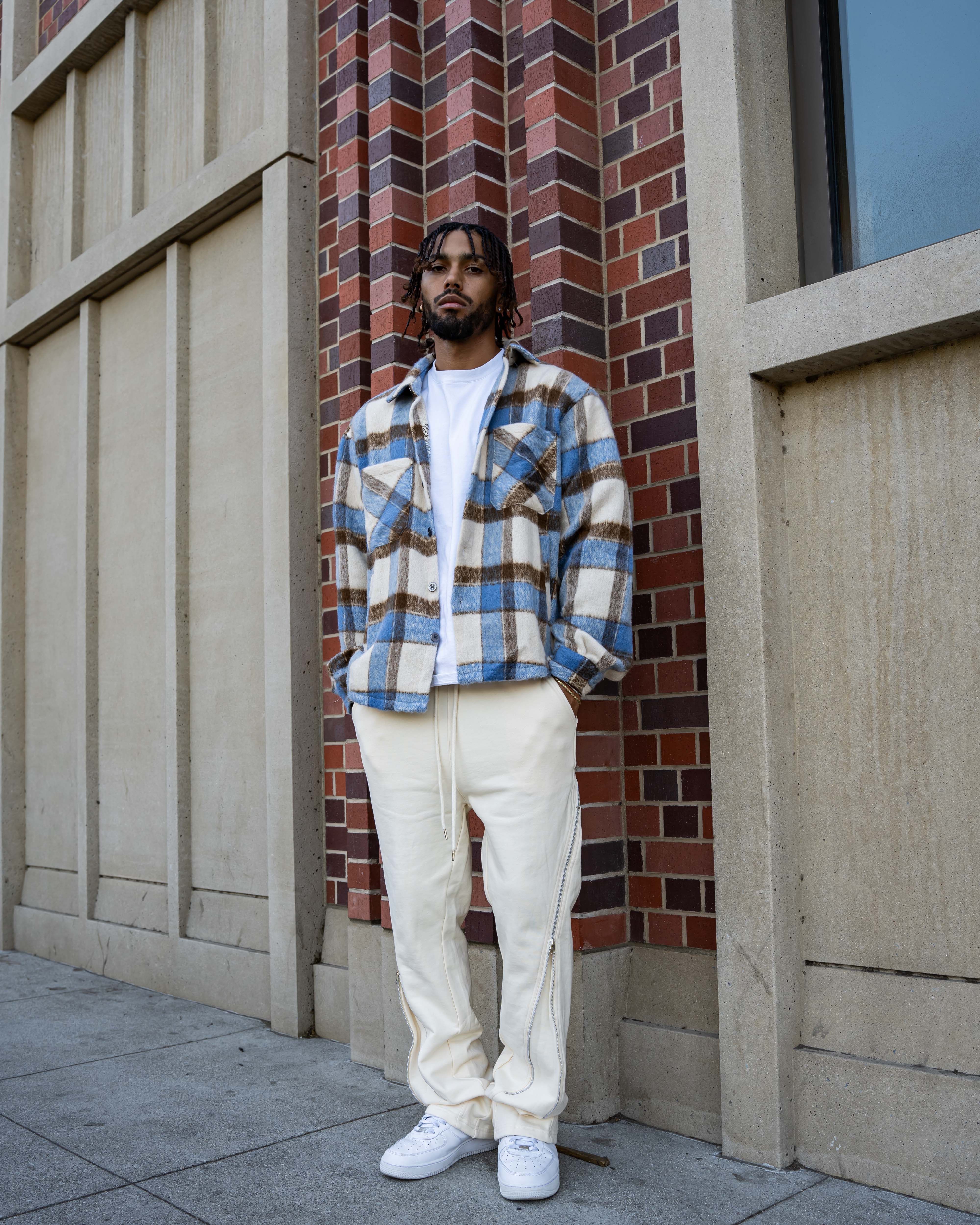 EPTM ZIP FLARED SWEATPANTS - CREAM