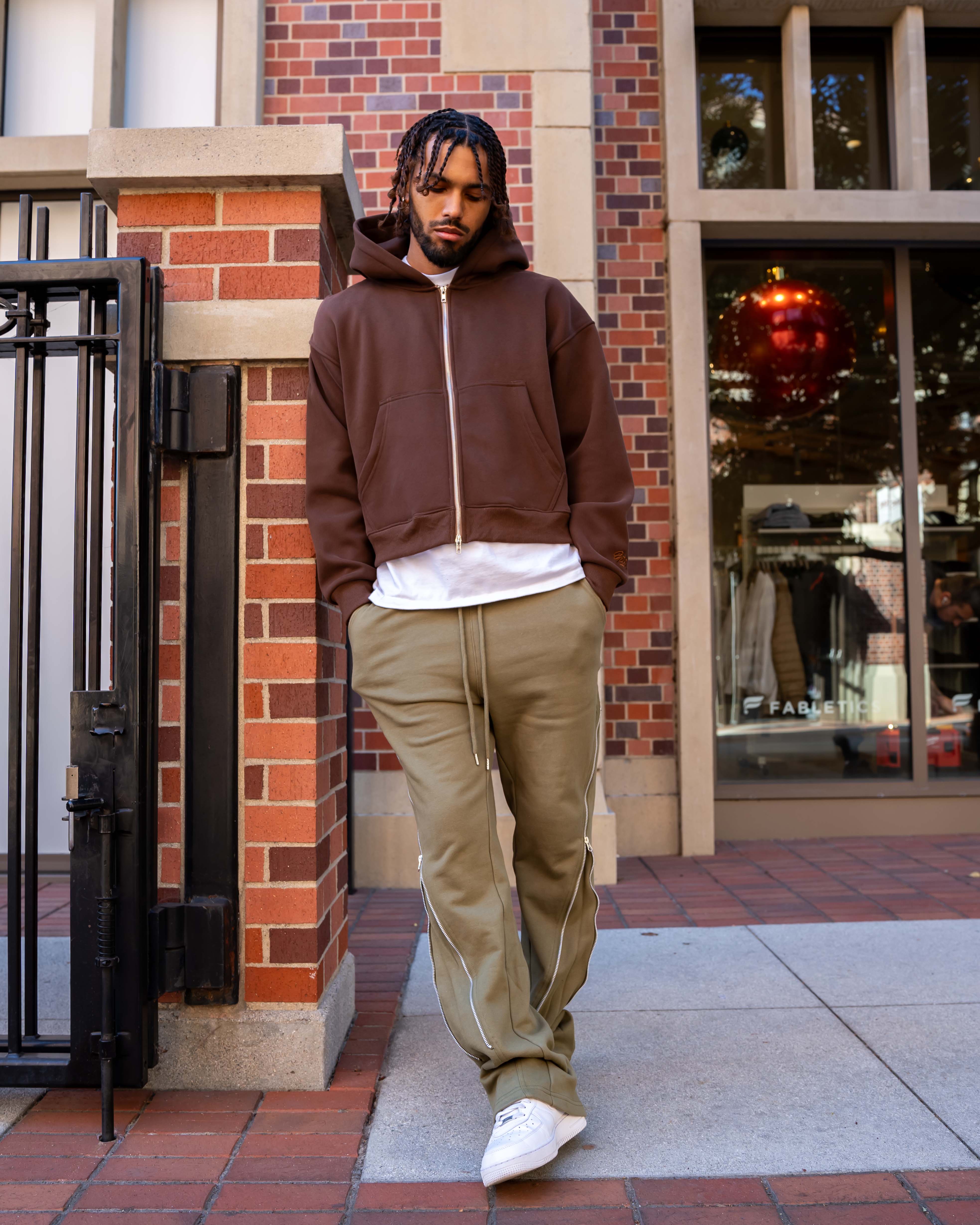 EPTM ZIP FLARED SWEATPANTS - OLIVE