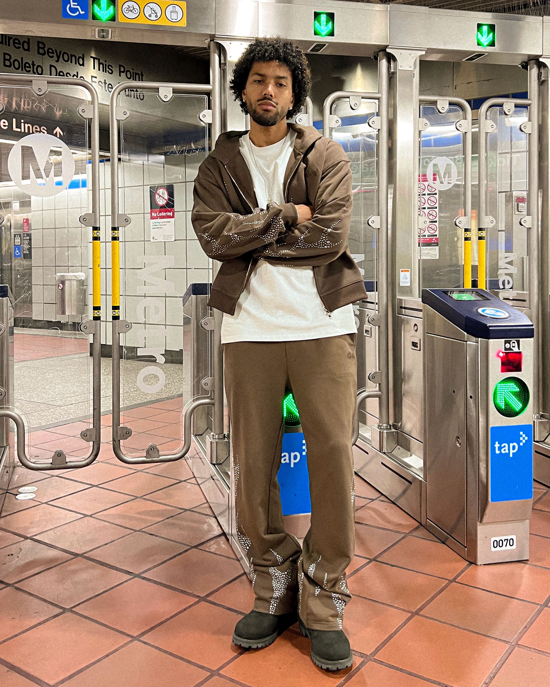 EPTM Metal Flame Zip Up Hoodie - Brown