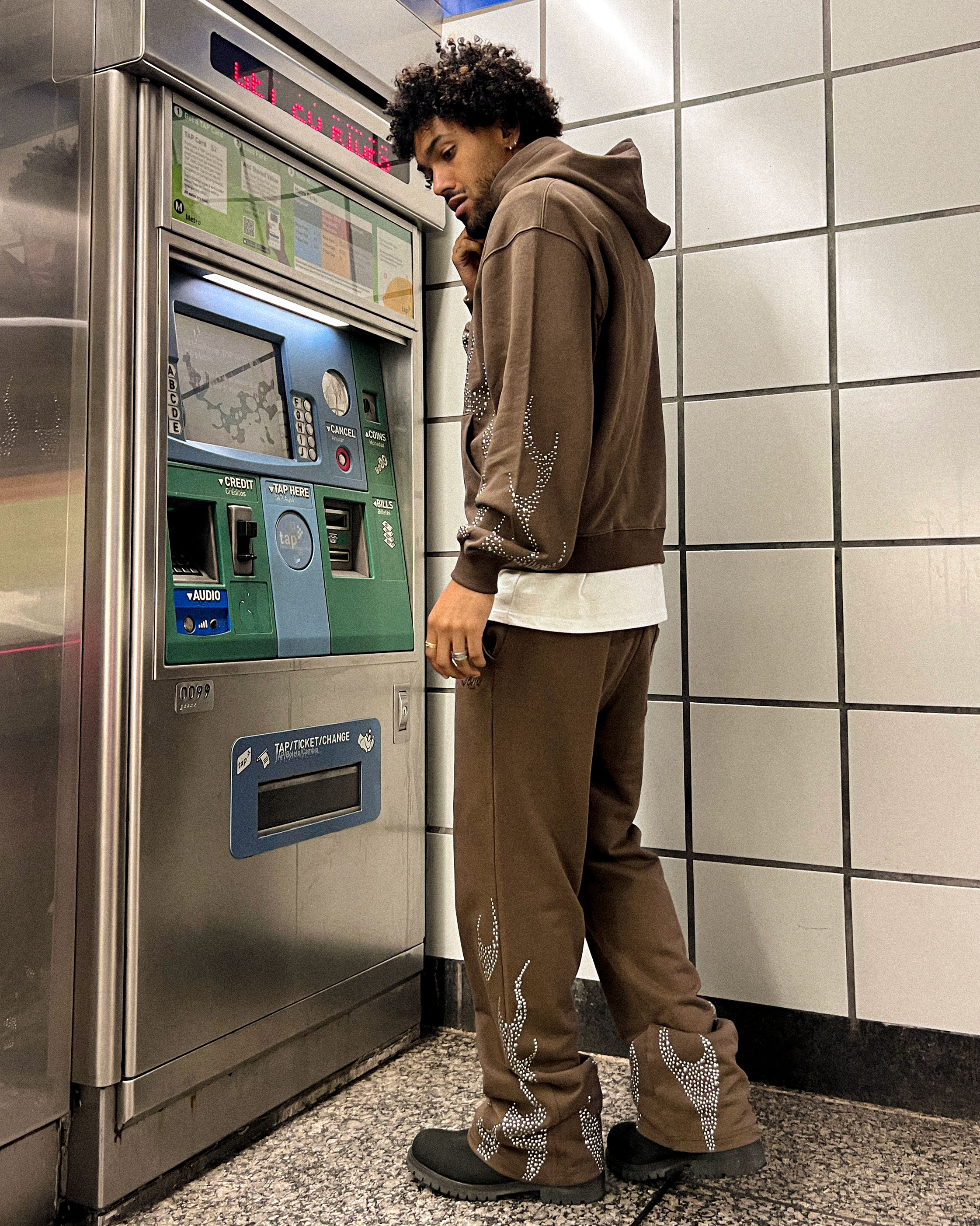 EPTM Metal Flame Zip Up Hoodie - Brown