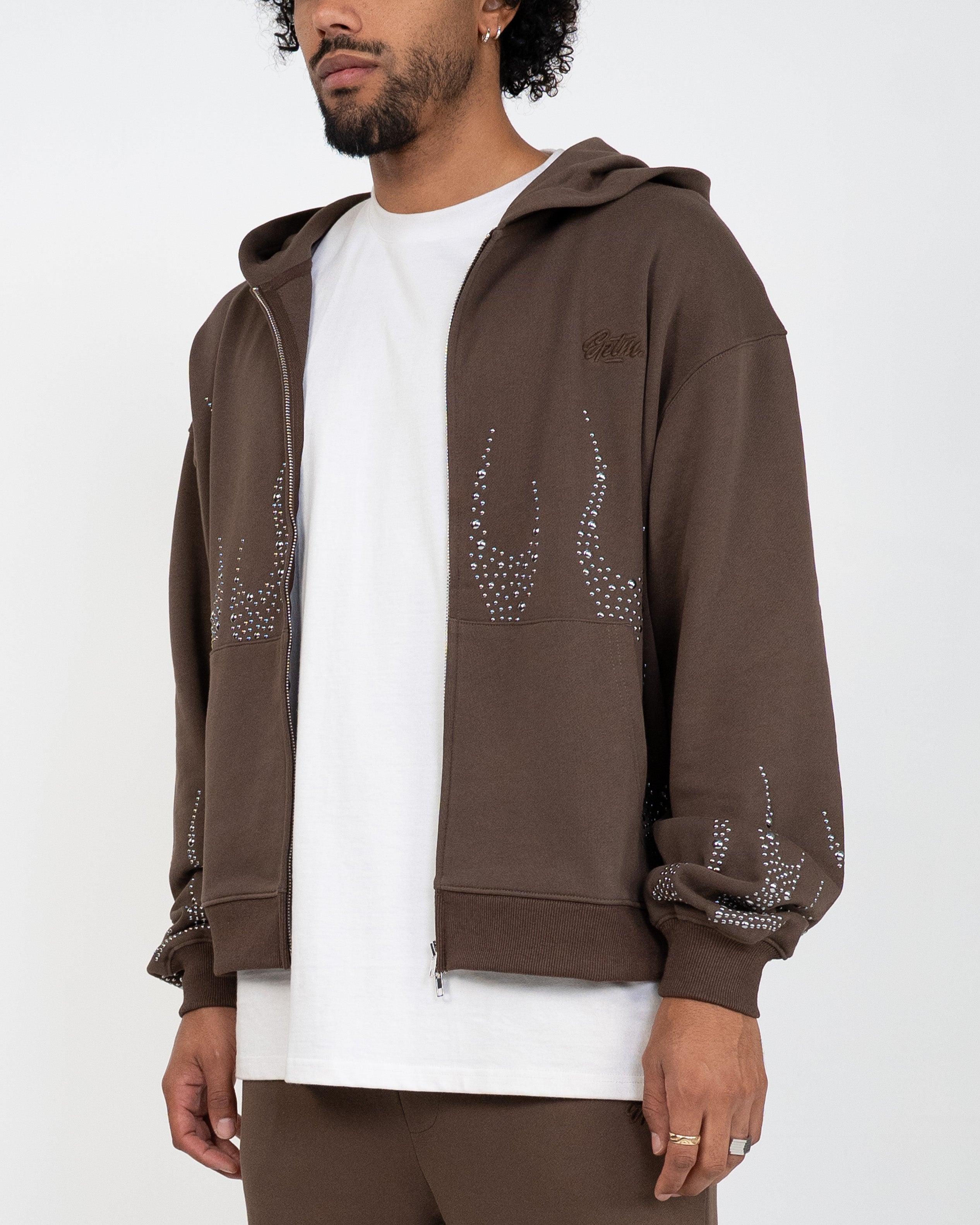 EPTM Metal Flame Zip Up Hoodie - Brown