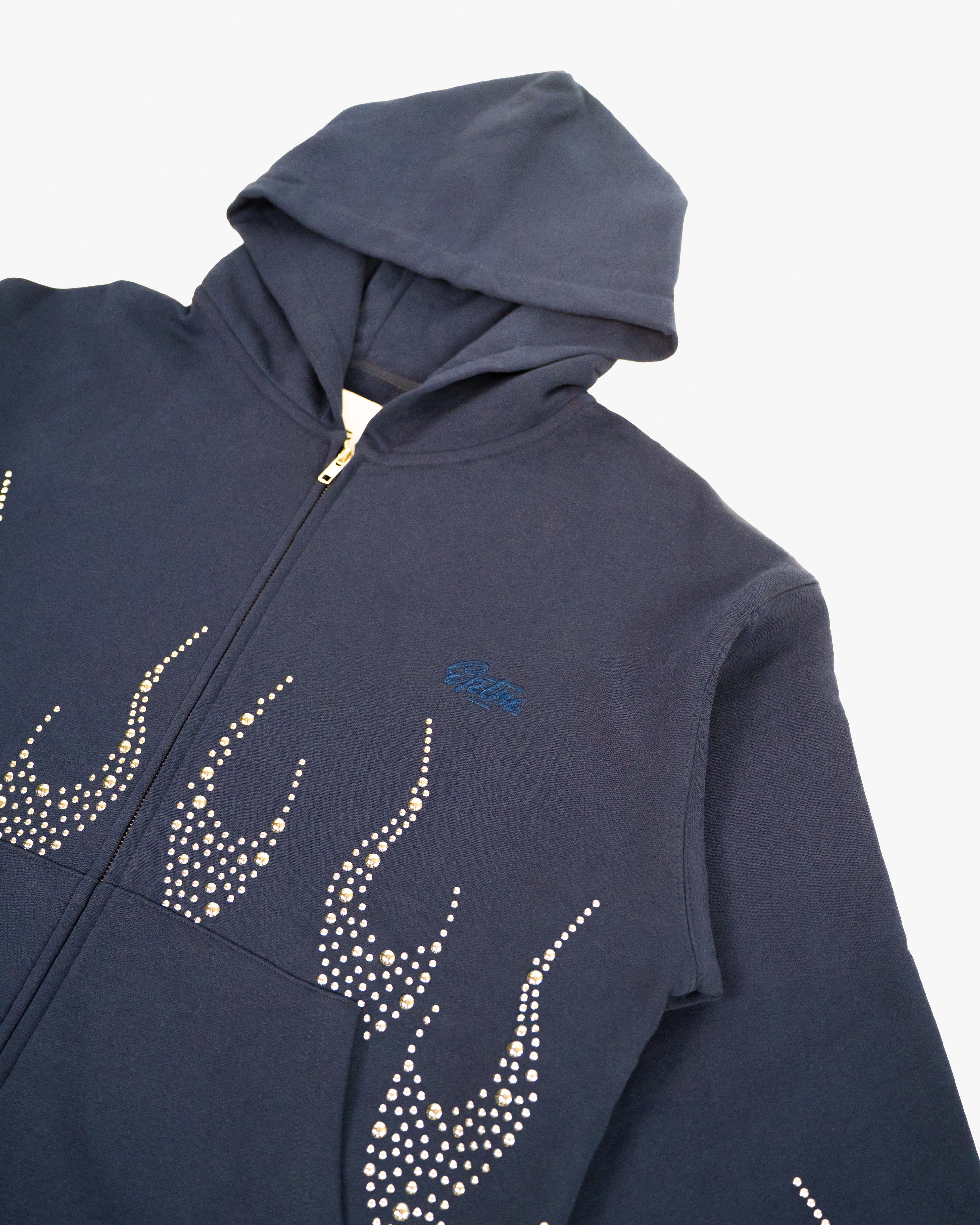 EPTM Metal Flame Zip Up Hoodie - Navy