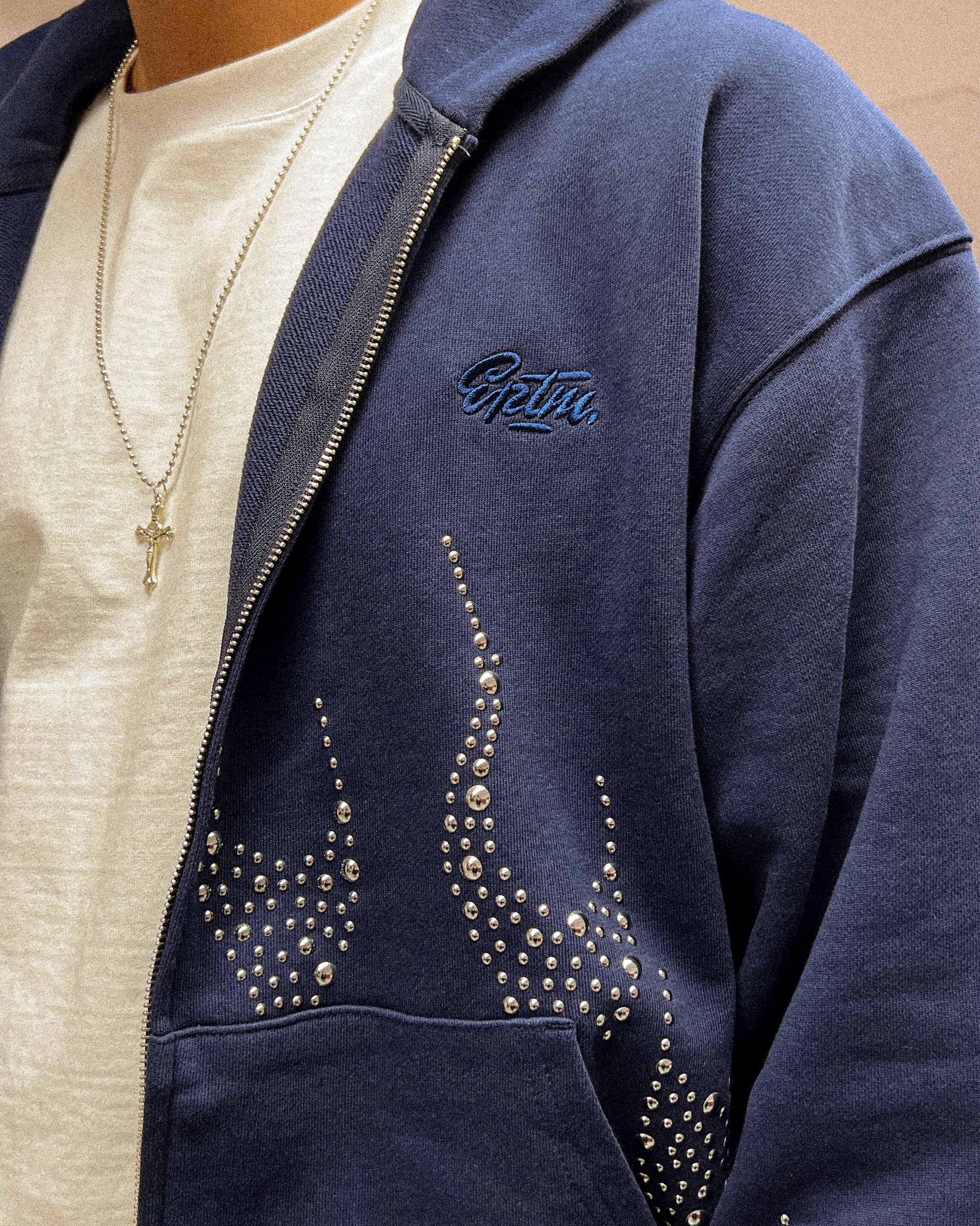 EPTM Metal Flame Zip Up Hoodie - Navy