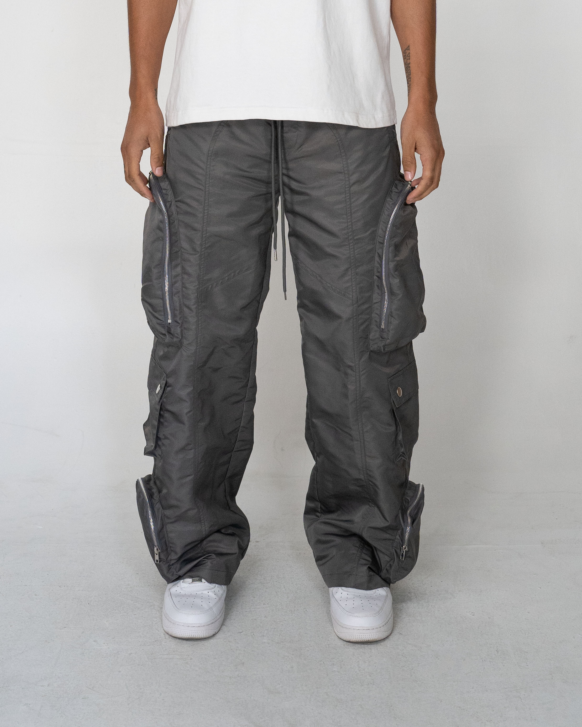 EPTM BAGGY MOON ZIP CARGO PANTS - GREY