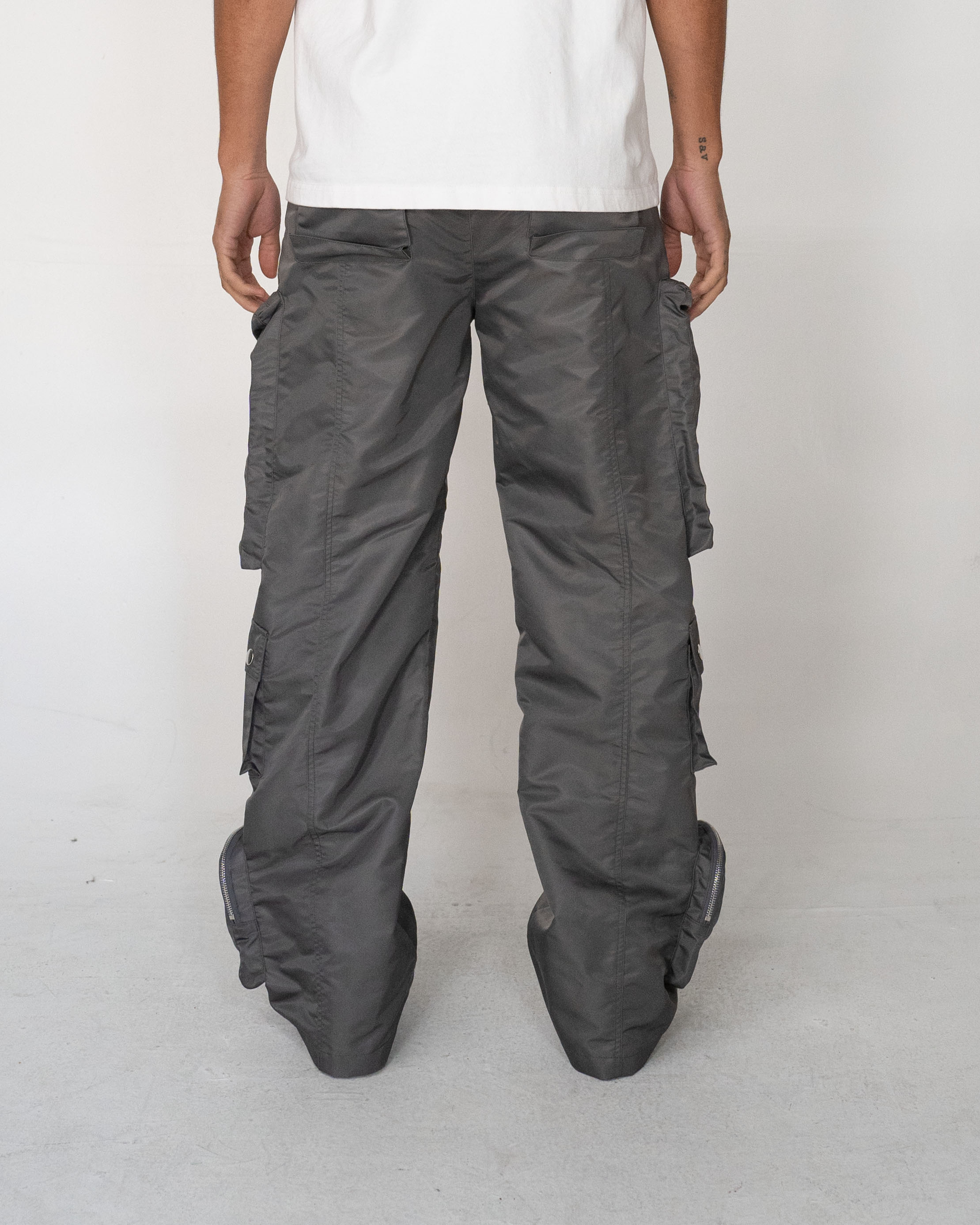 EPTM BAGGY MOON ZIP CARGO PANTS - GREY