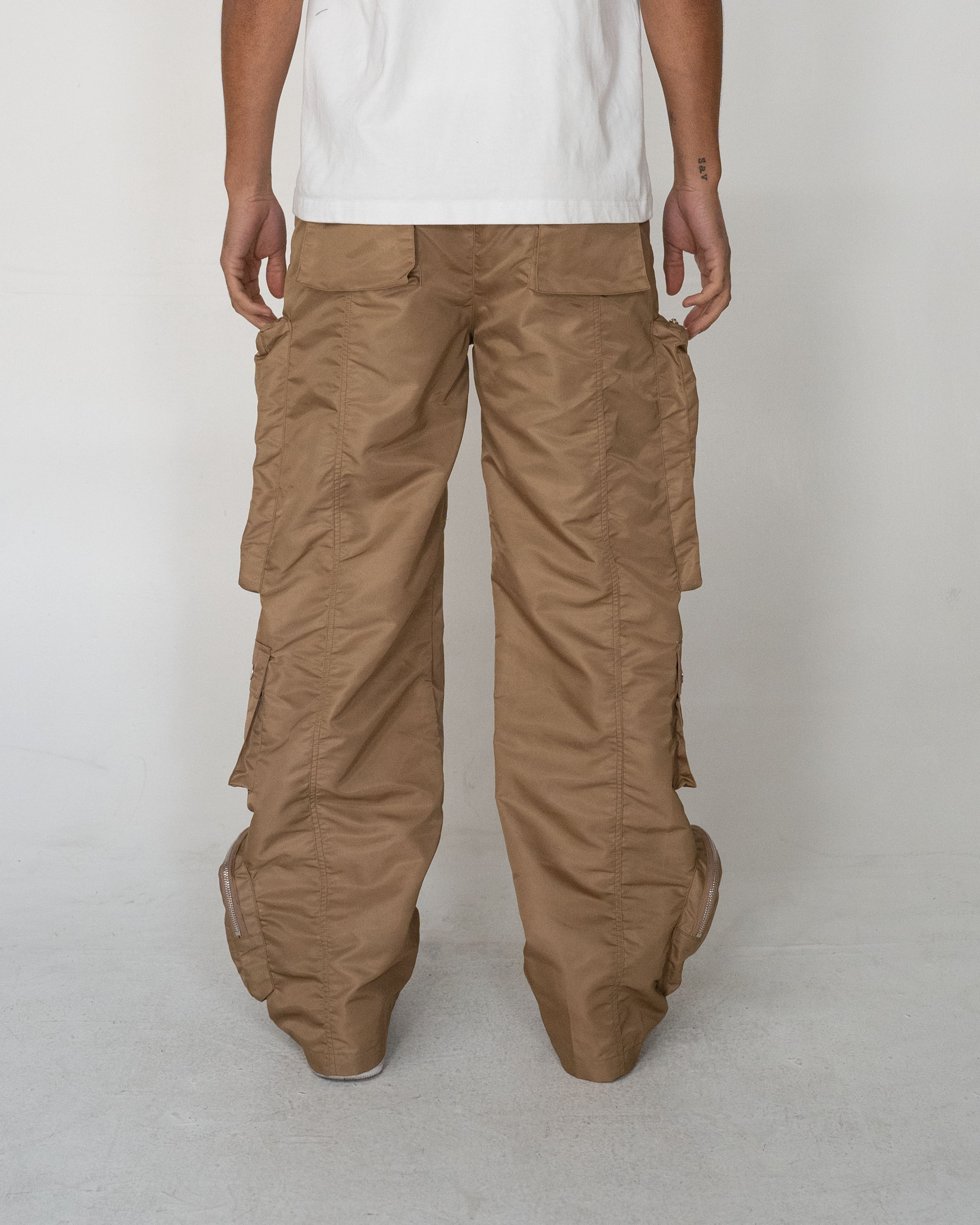 EPTM BAGGY MOON ZIP CARGO PANTS - KHAKI