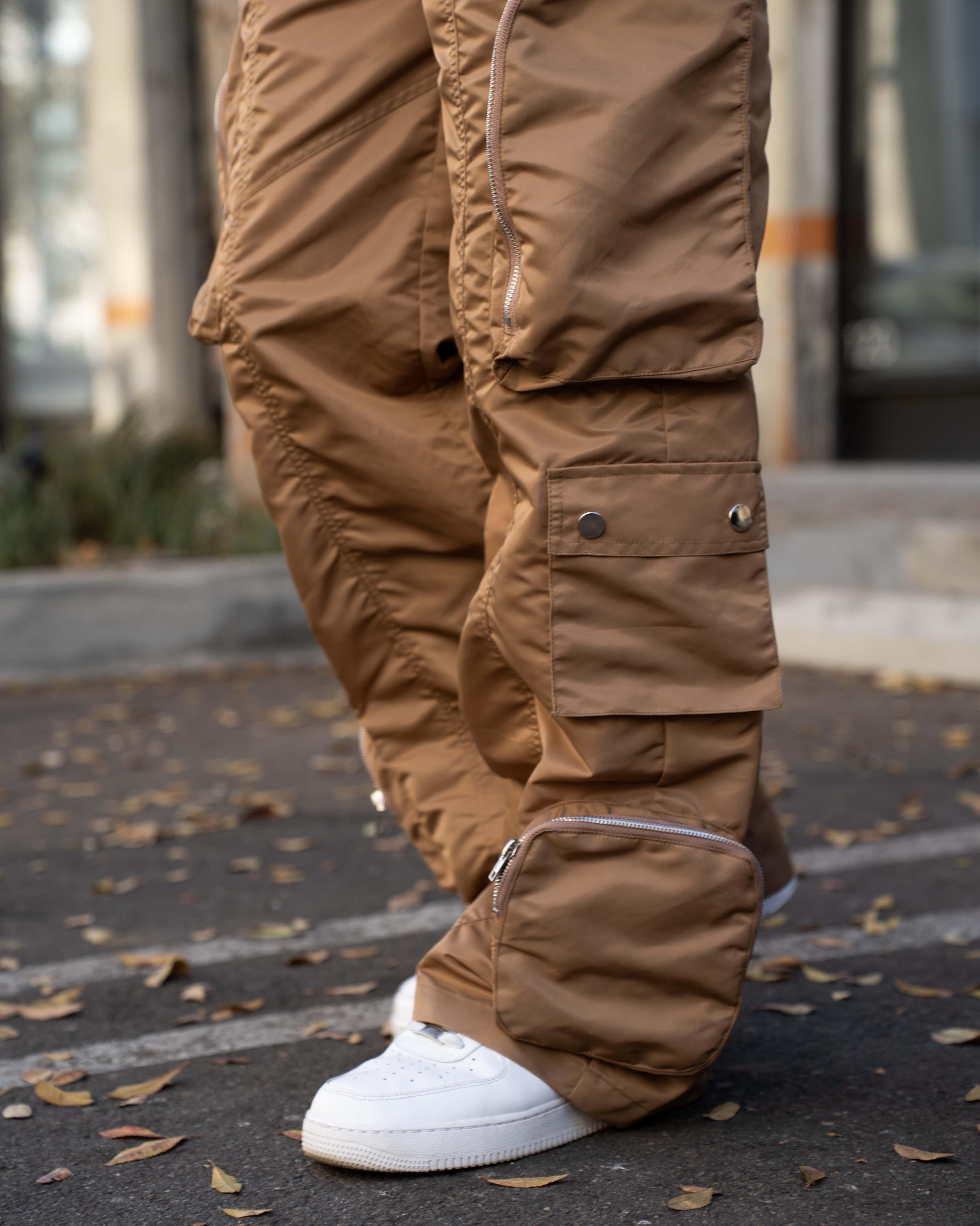 EPTM BAGGY MOON ZIP CARGO PANTS - KHAKI