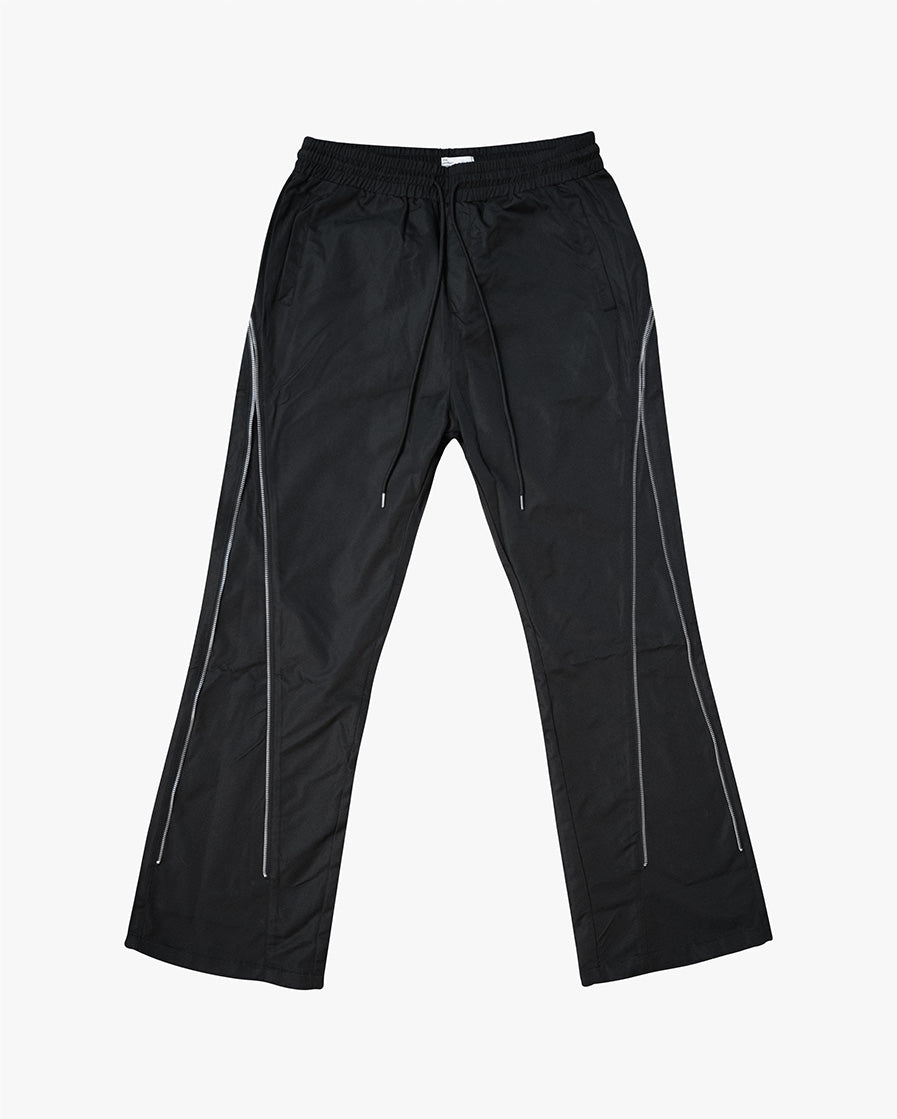 EPTM NYLON ZIP FLARED PANTS - BLACK