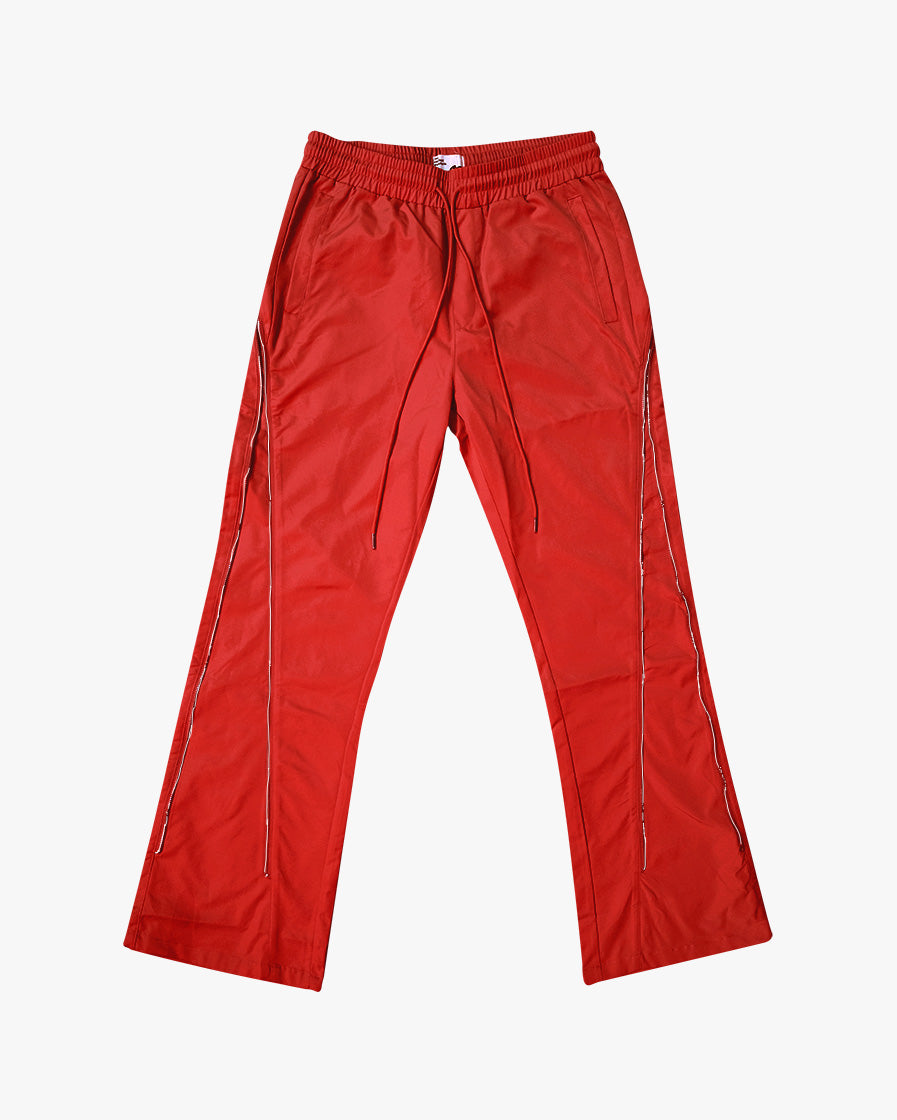 EPTM NYLON ZIP FLARED PANTS - RED