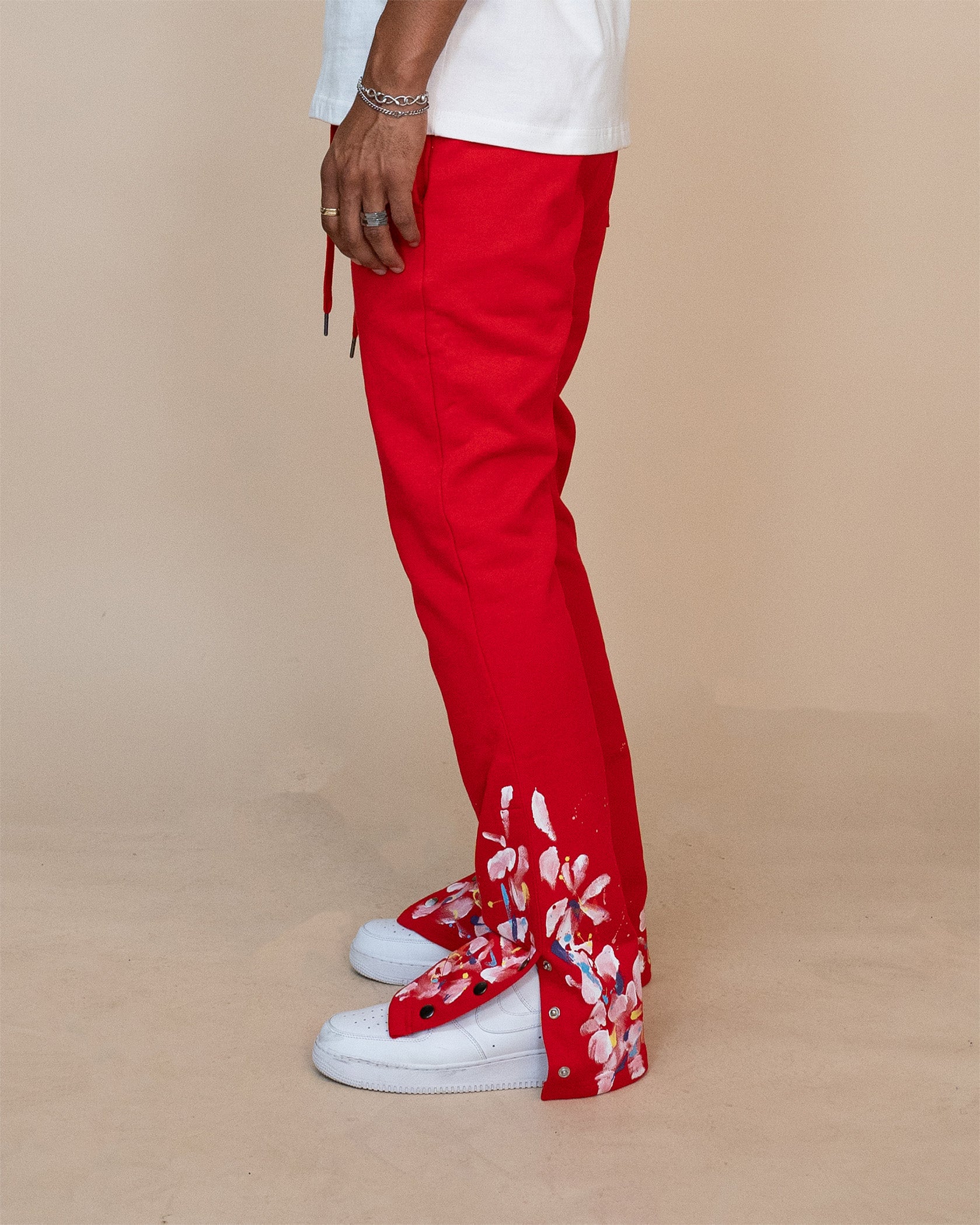 EPTM PAINT SNAP FLARED PANTS - RED