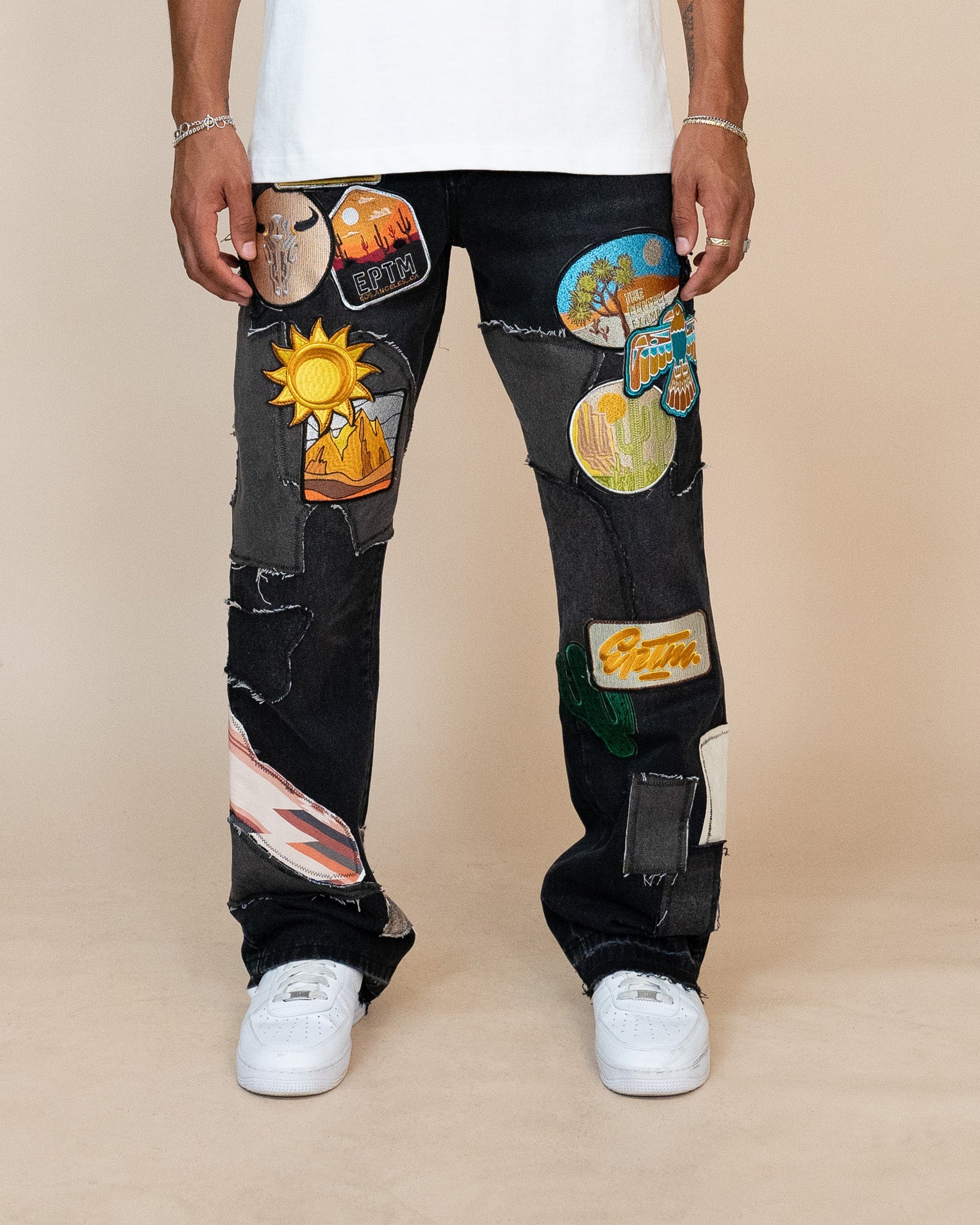 EPTM PATCHWORK JEANS - BLACK