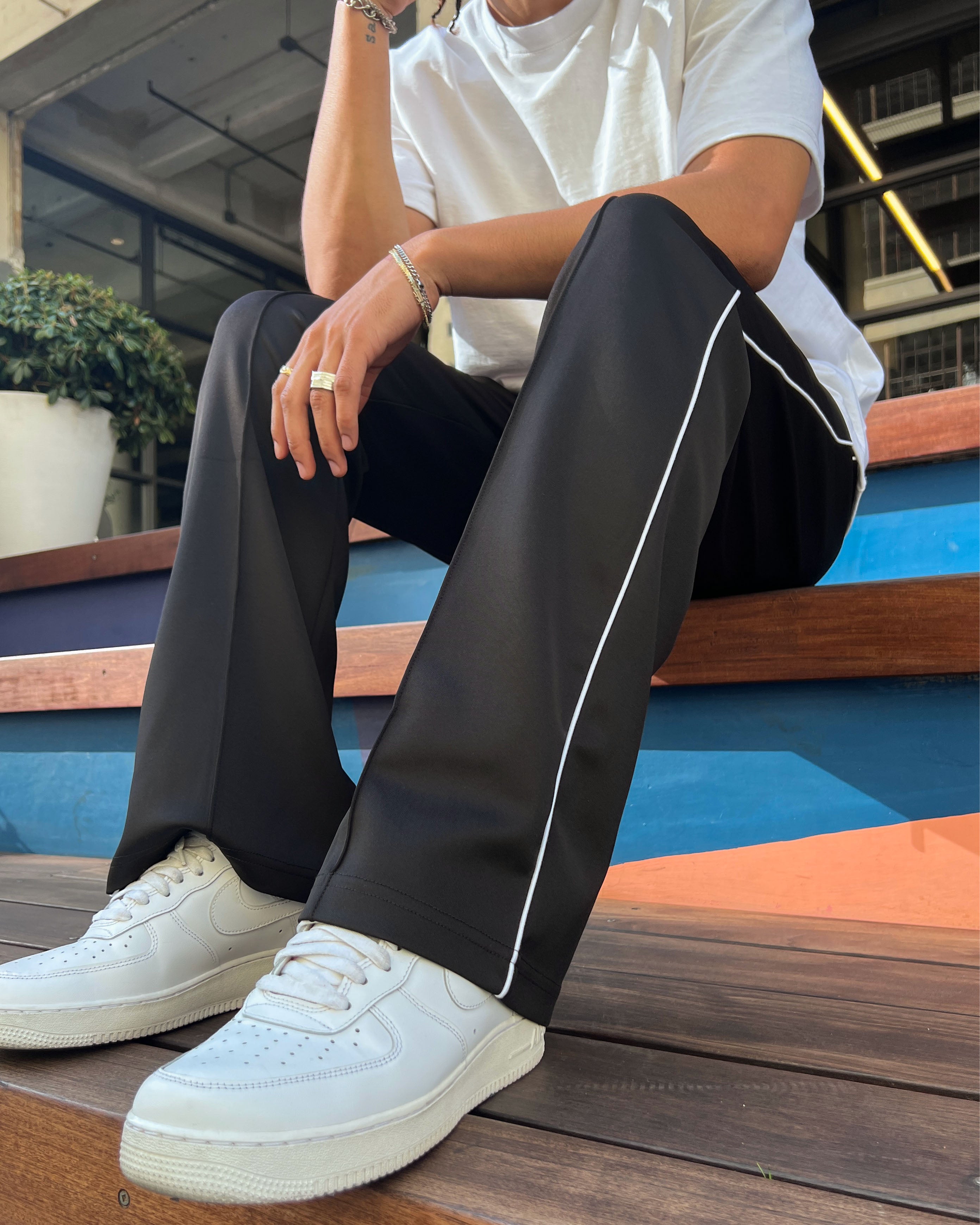 PERFECT PIPING TRACK PANTS - BLACK