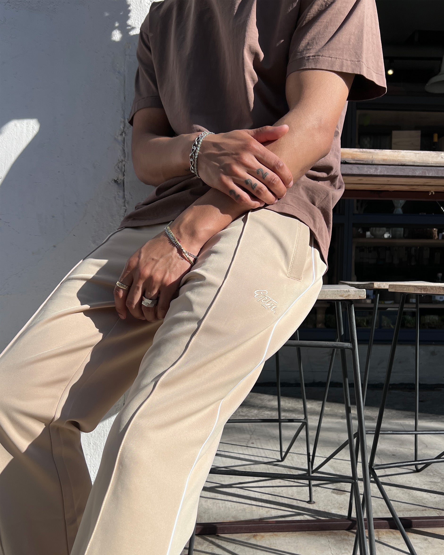 PERFECT PIPING TRACK PANTS - KHAKI