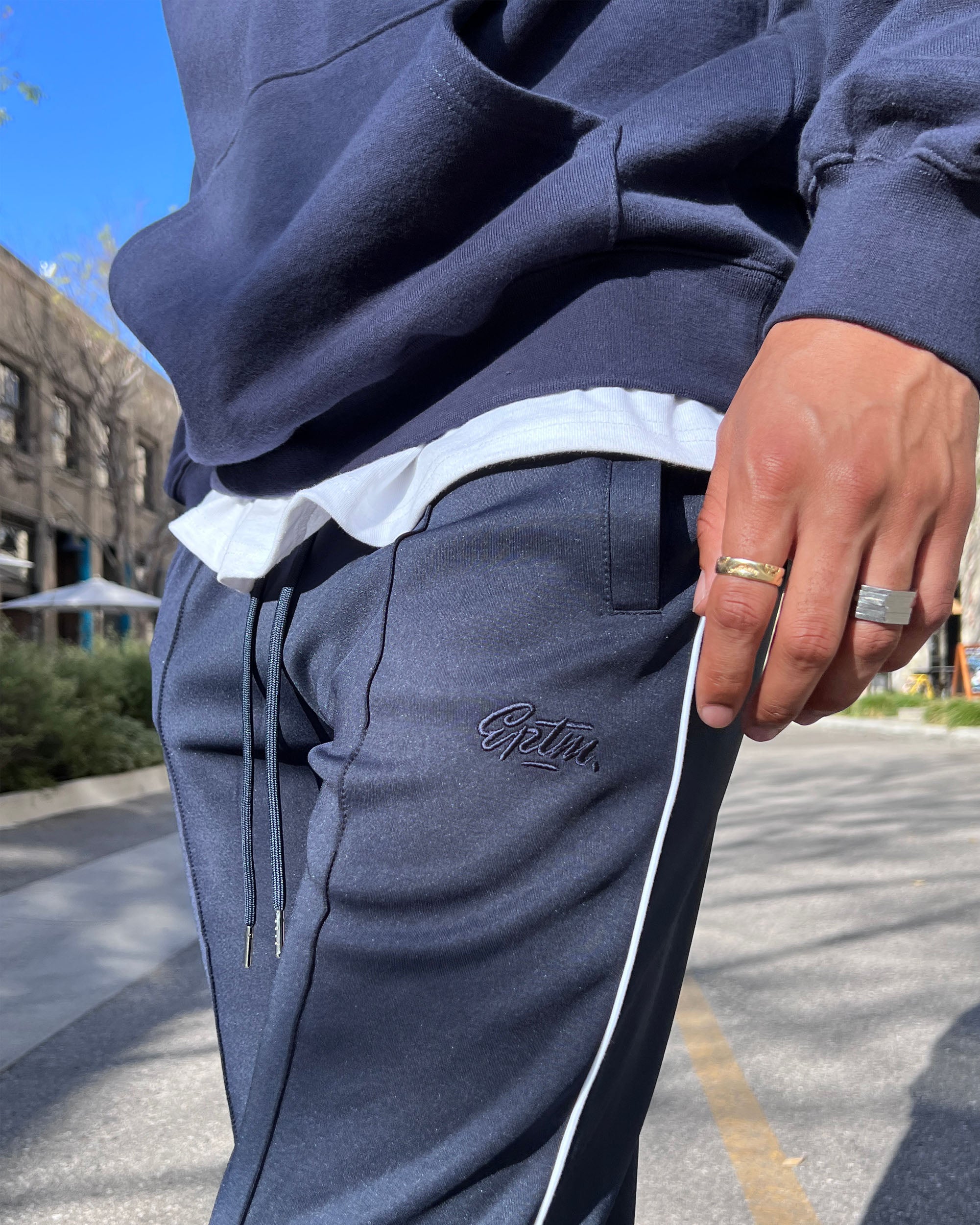 PERFECT PIPING TRACK PANTS - NAVY