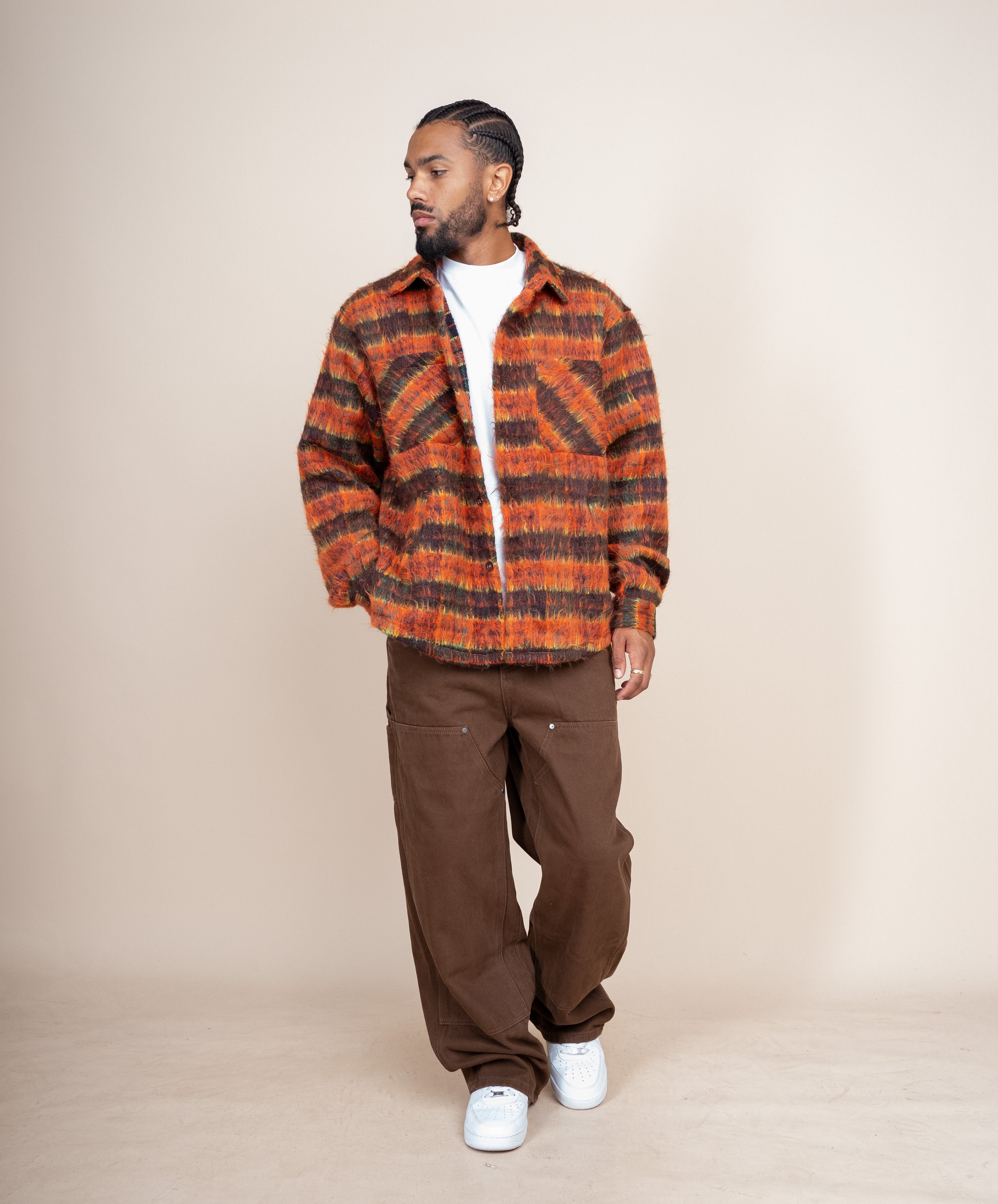 EPTM SIDE SLIT FLANNEL-BLOOD ORANGE