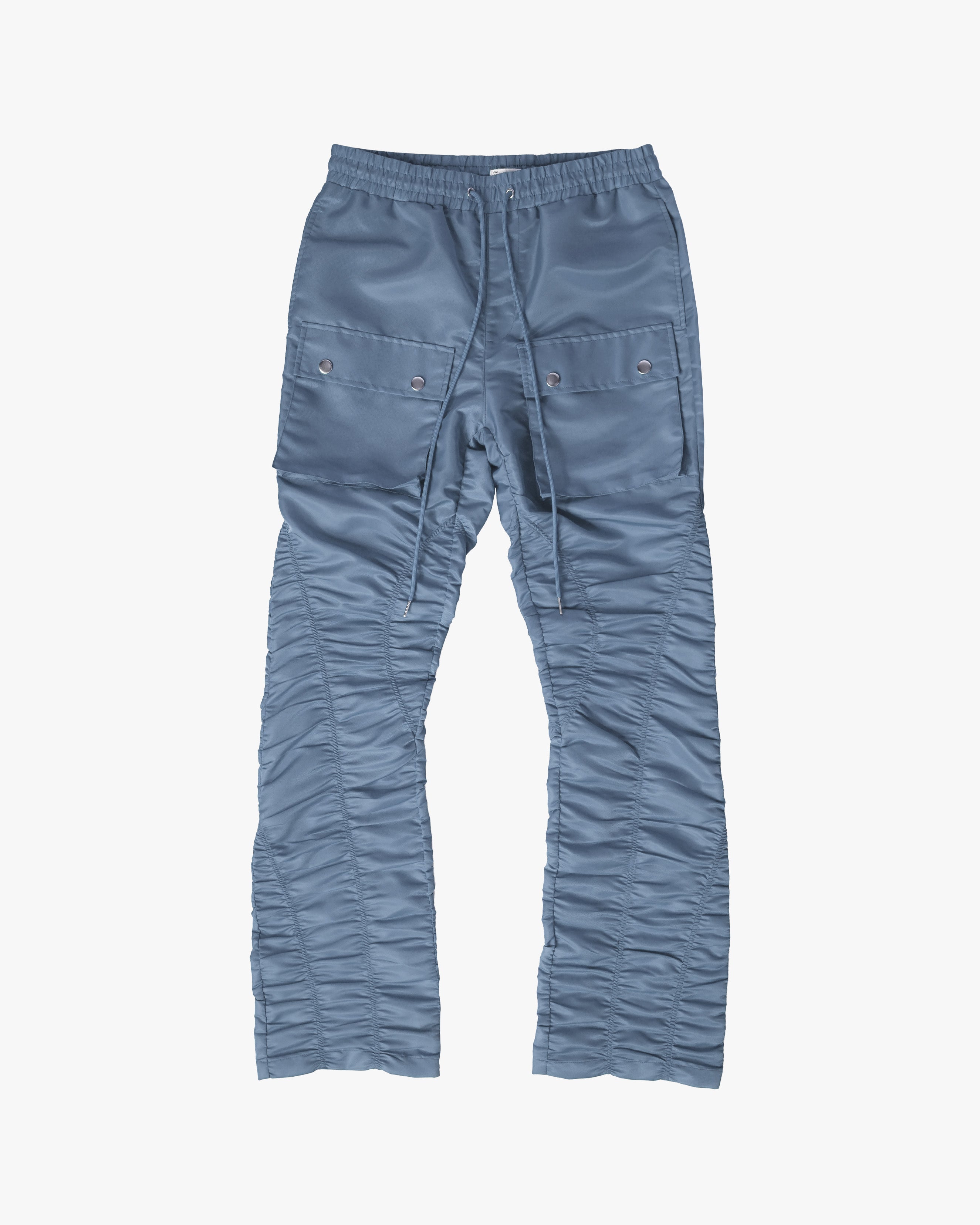 EPTM RUCHED FLARE PANTS-DENIM BLUE