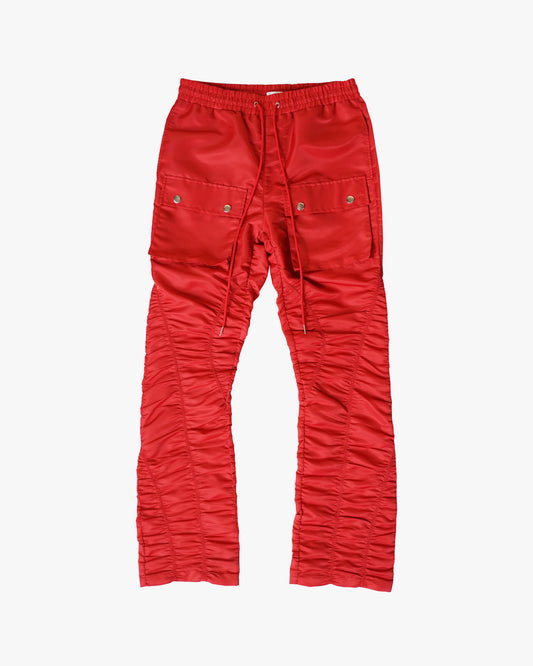 EPTM RUCHED FLARE PANTS-RED