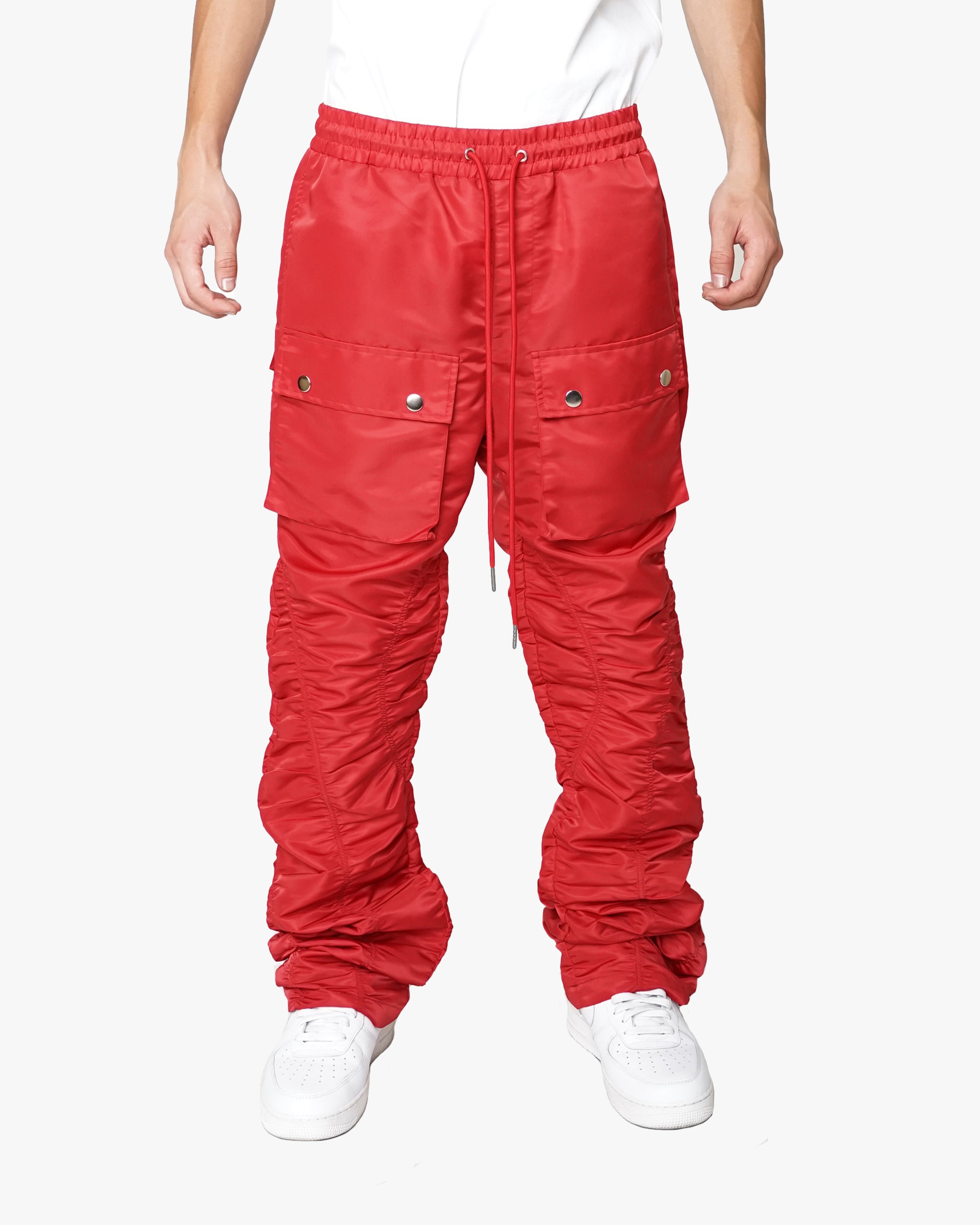 EPTM RUCHED FLARE PANTS-RED