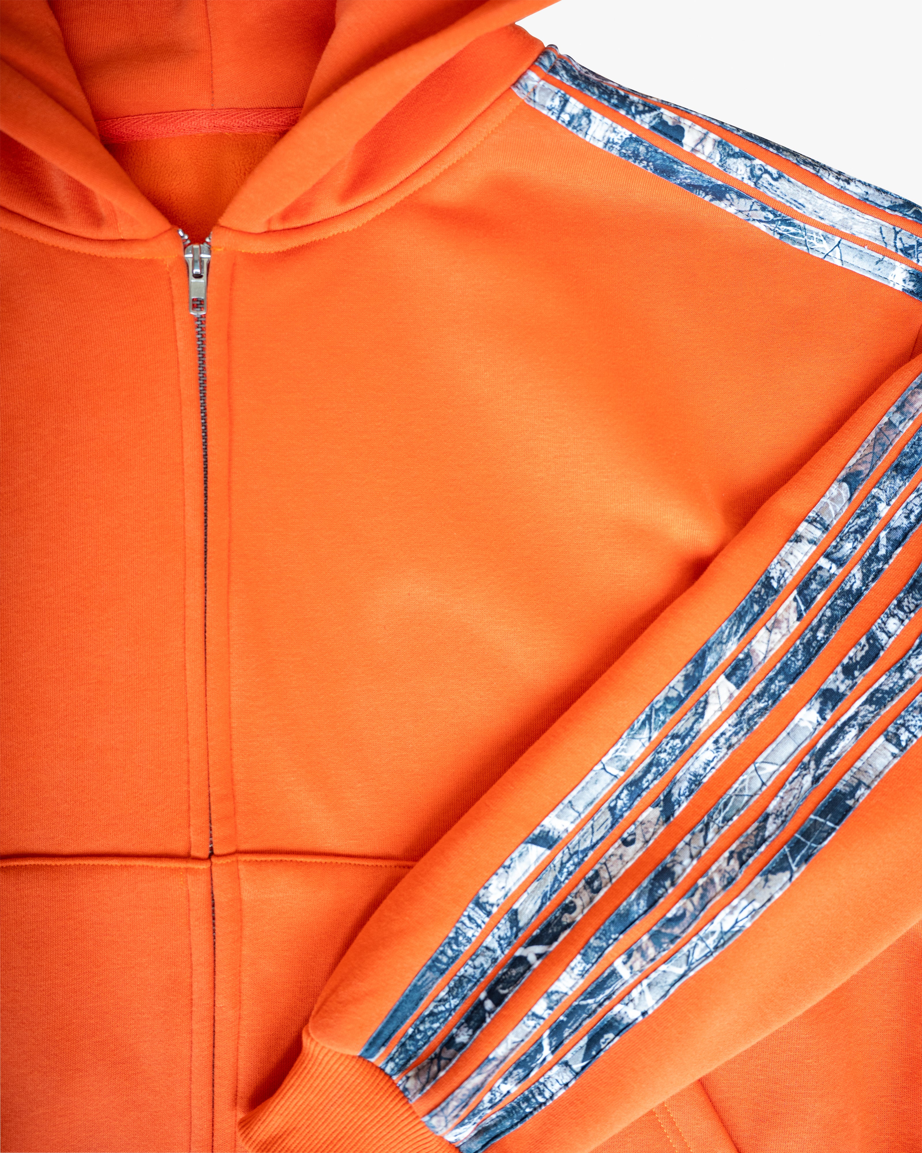 REAL CAMO STRIPED ZIP UP HOODIE - ORANGE