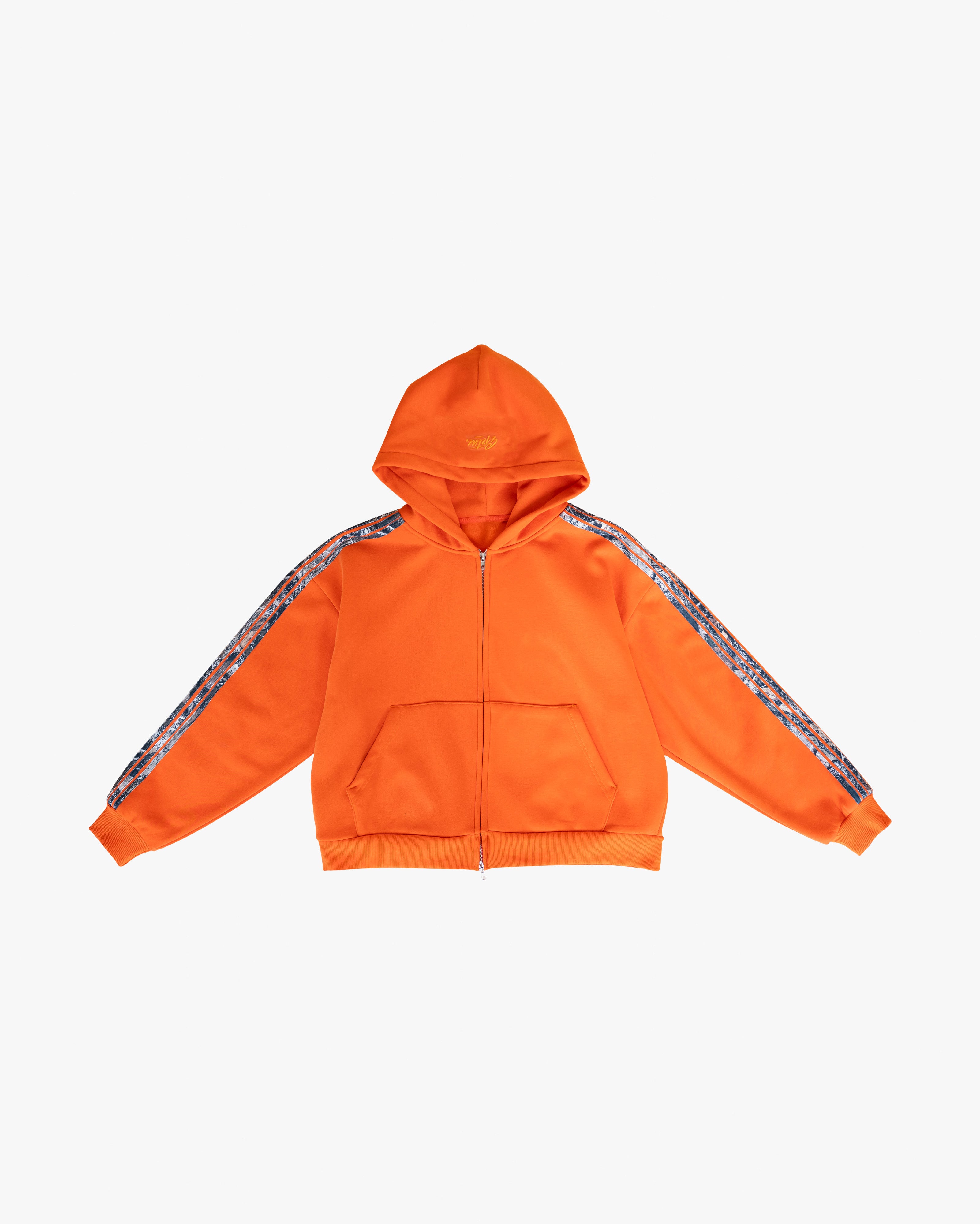 REAL CAMO STRIPED ZIP UP HOODIE - ORANGE