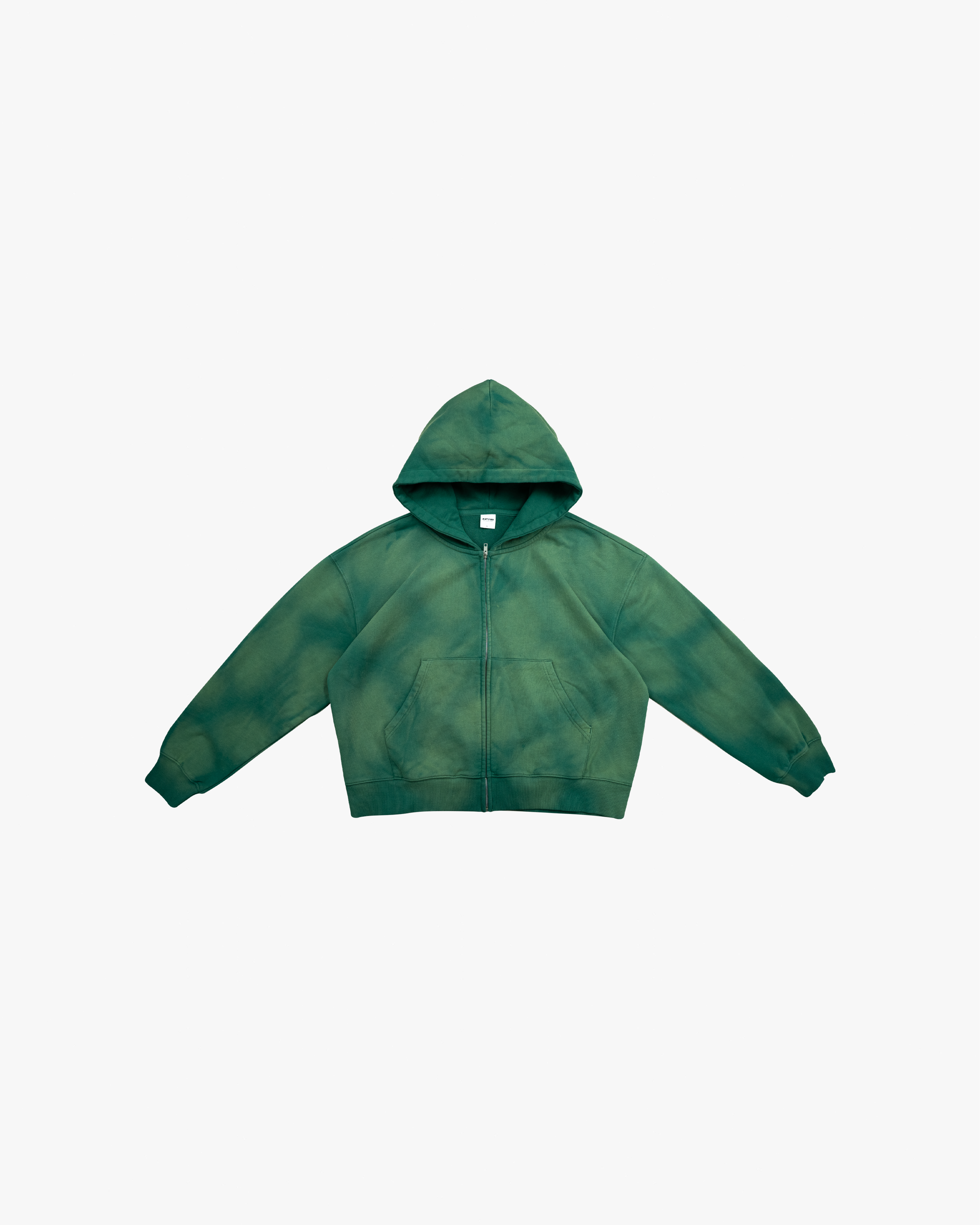 EPTM SUN FADED CROPPED ZIP UP HOODIE - HUNTER GREEN