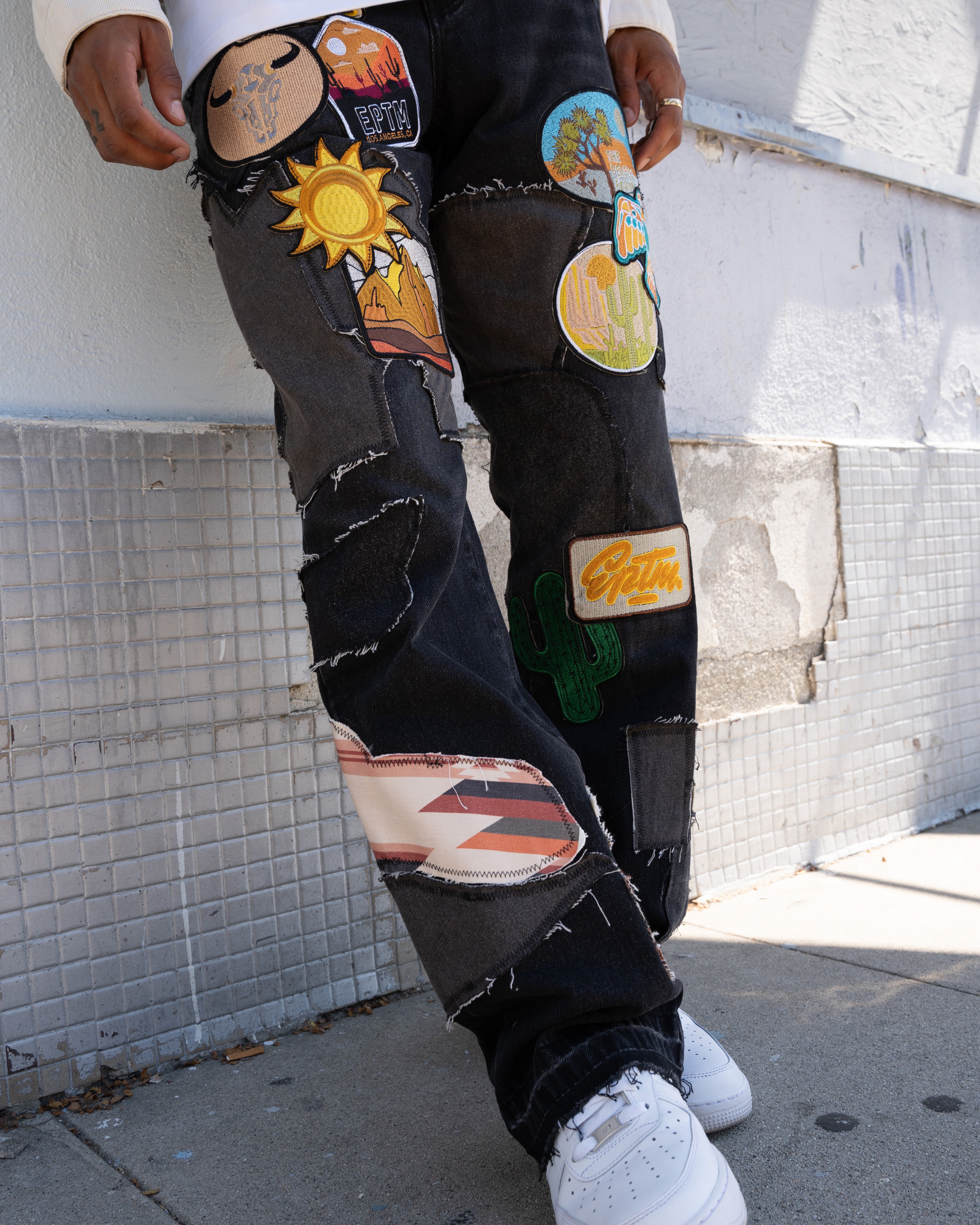 EPTM PATCHWORK JEANS - BLACK