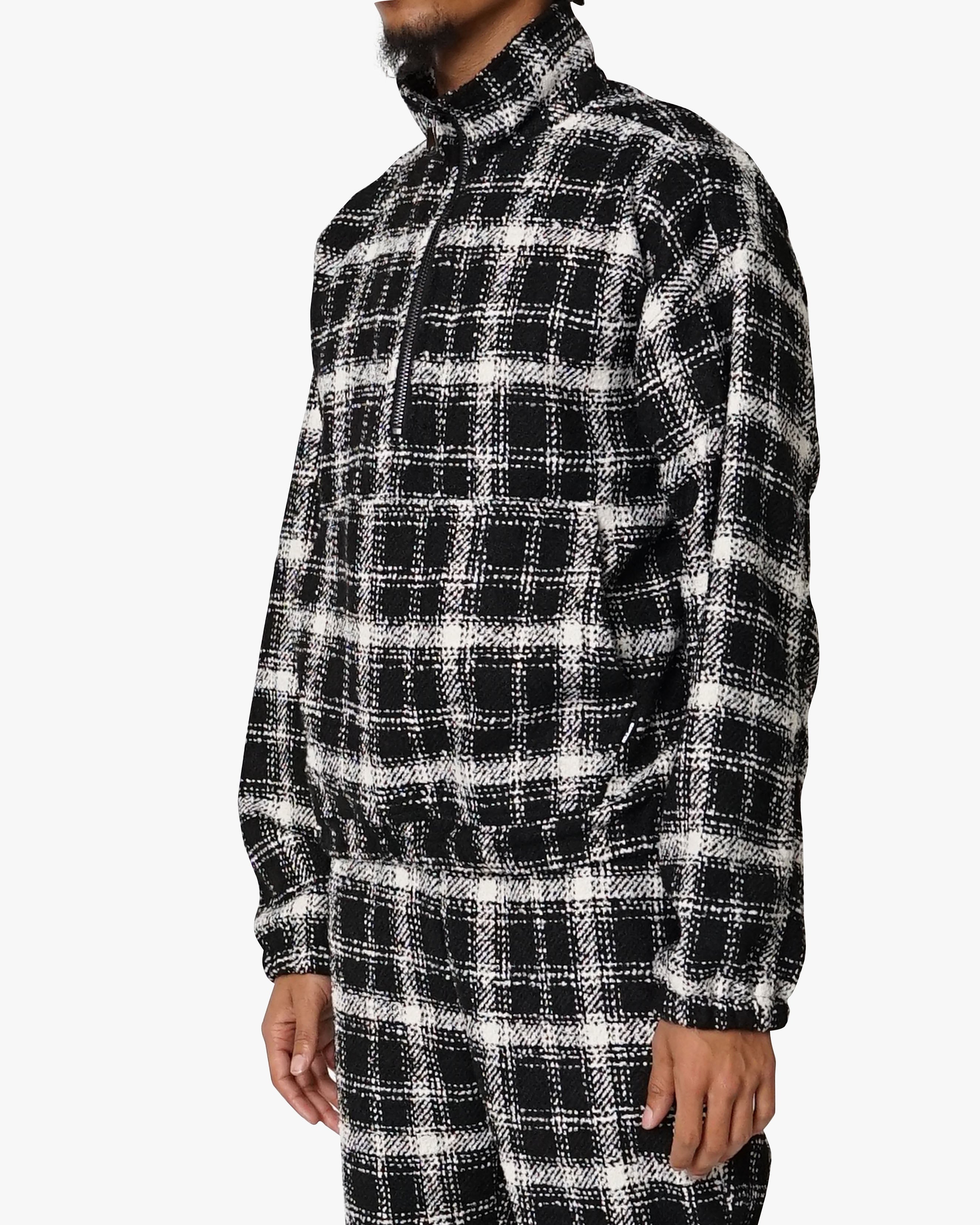 EPTM FLANNEL HALF-ZIP PULLOVER -BLACK