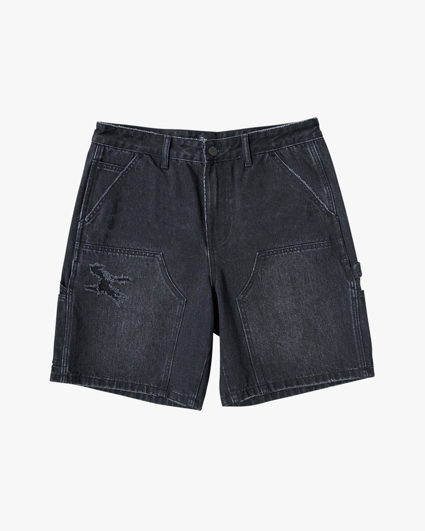 EPTM DOUBLE KNEE DENIM SHORTS - BLACK