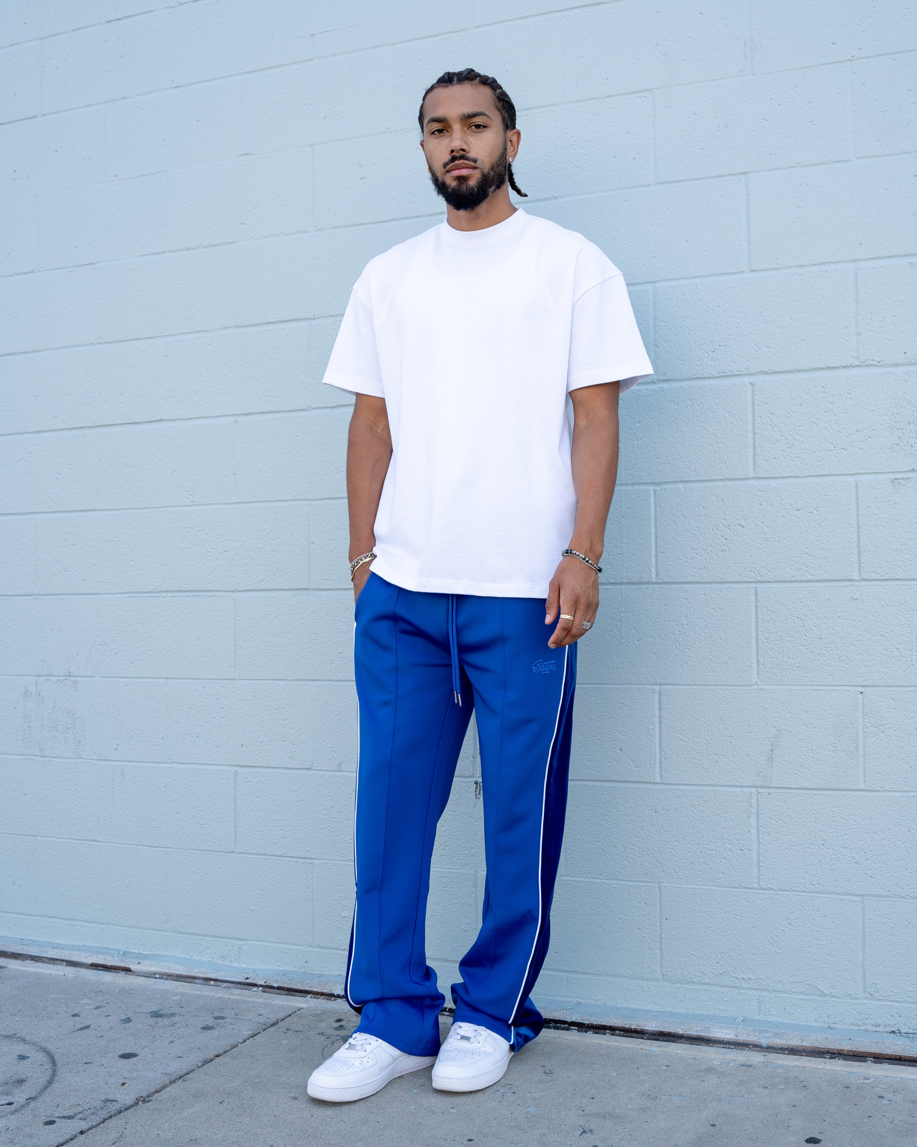 EPTM VELOUR PIPING TRACK PANTS - BLUE