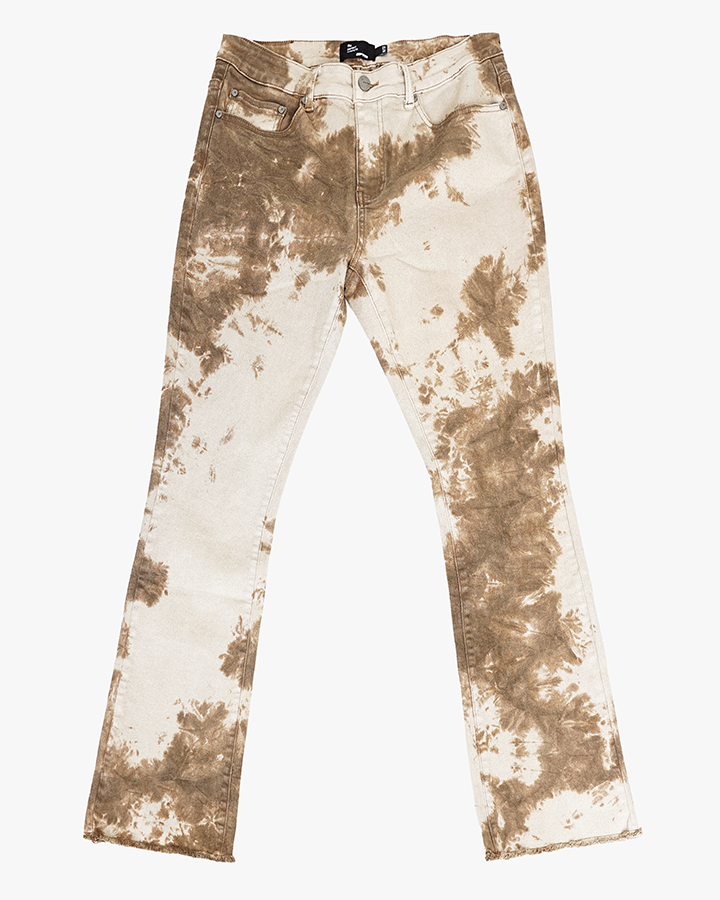 EPTM TIE DYED STACKED FLARE PANTS-KHAKI