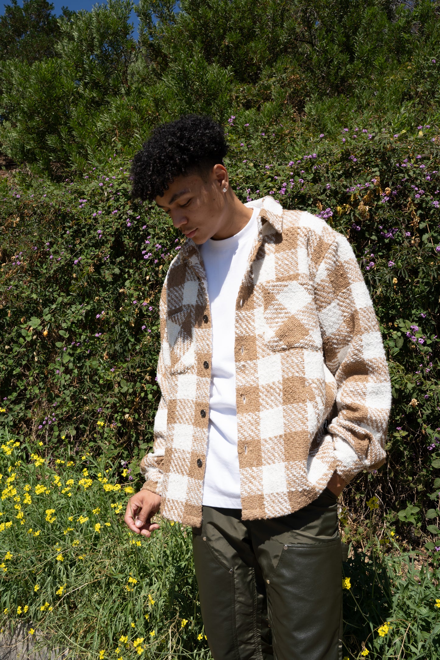 EPTM TWEED FLANNEL SHIRT- KHAKI