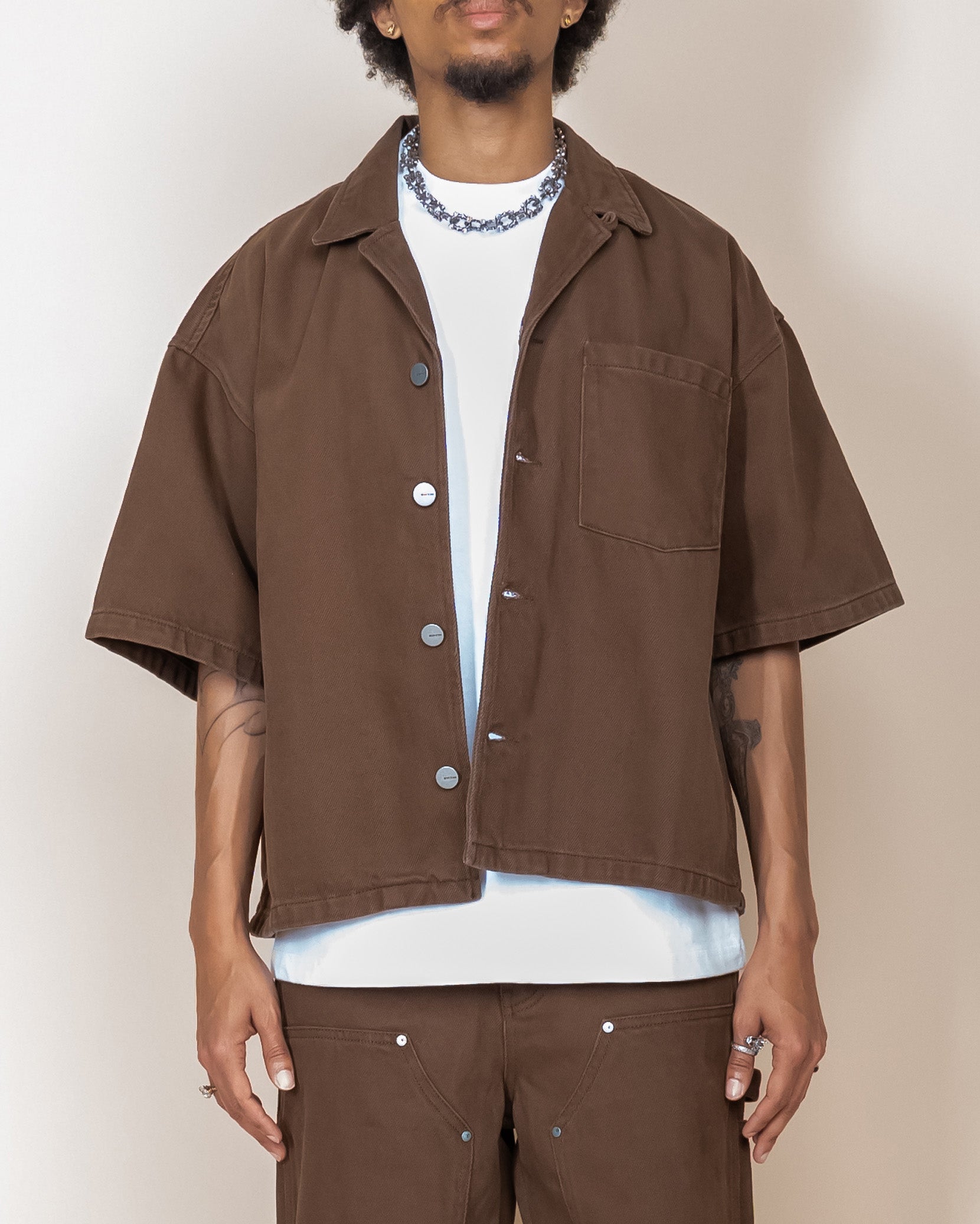 EPTM BOXY TWILL SHIRT - BROWN