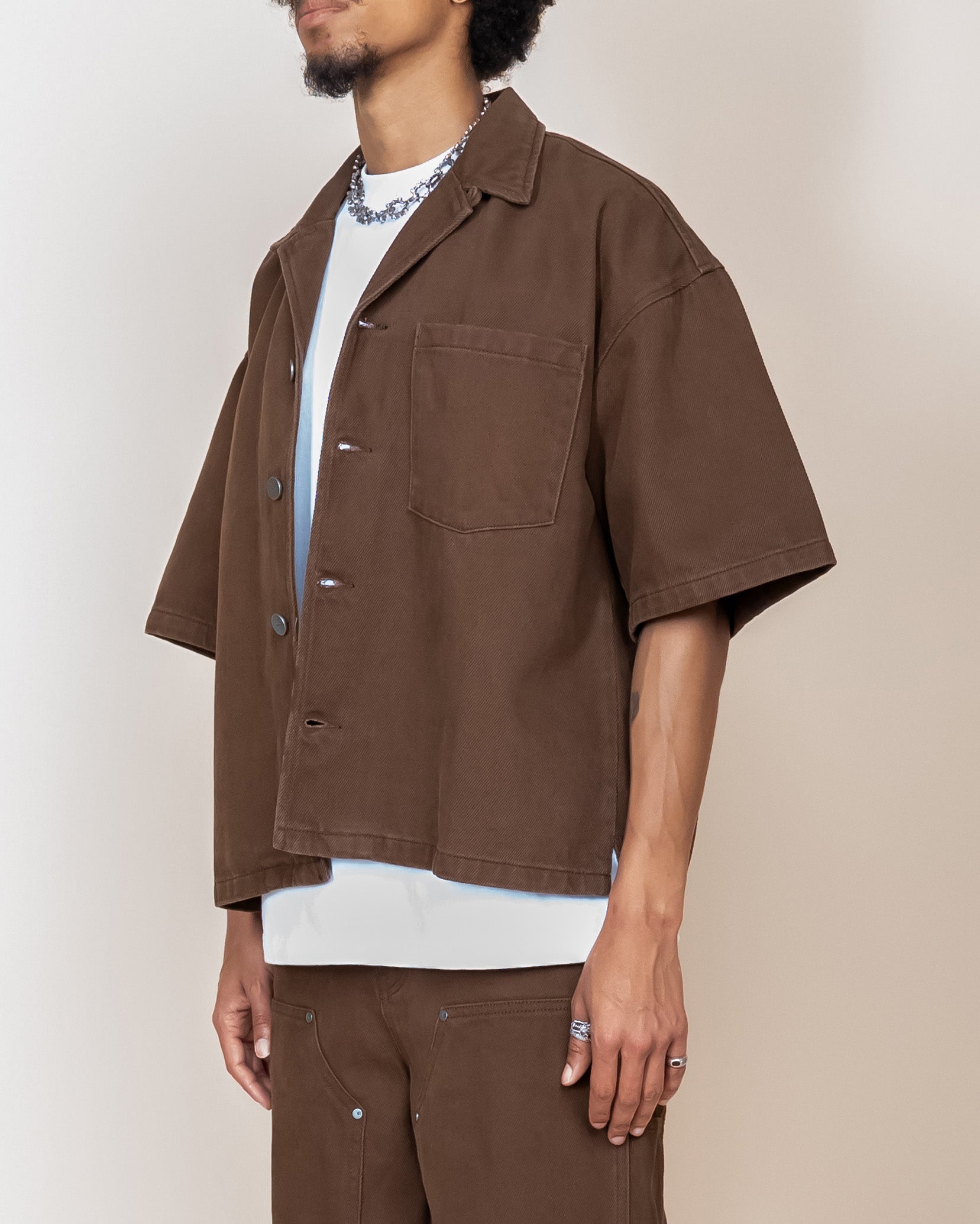 EPTM BOXY TWILL SHIRT - BROWN