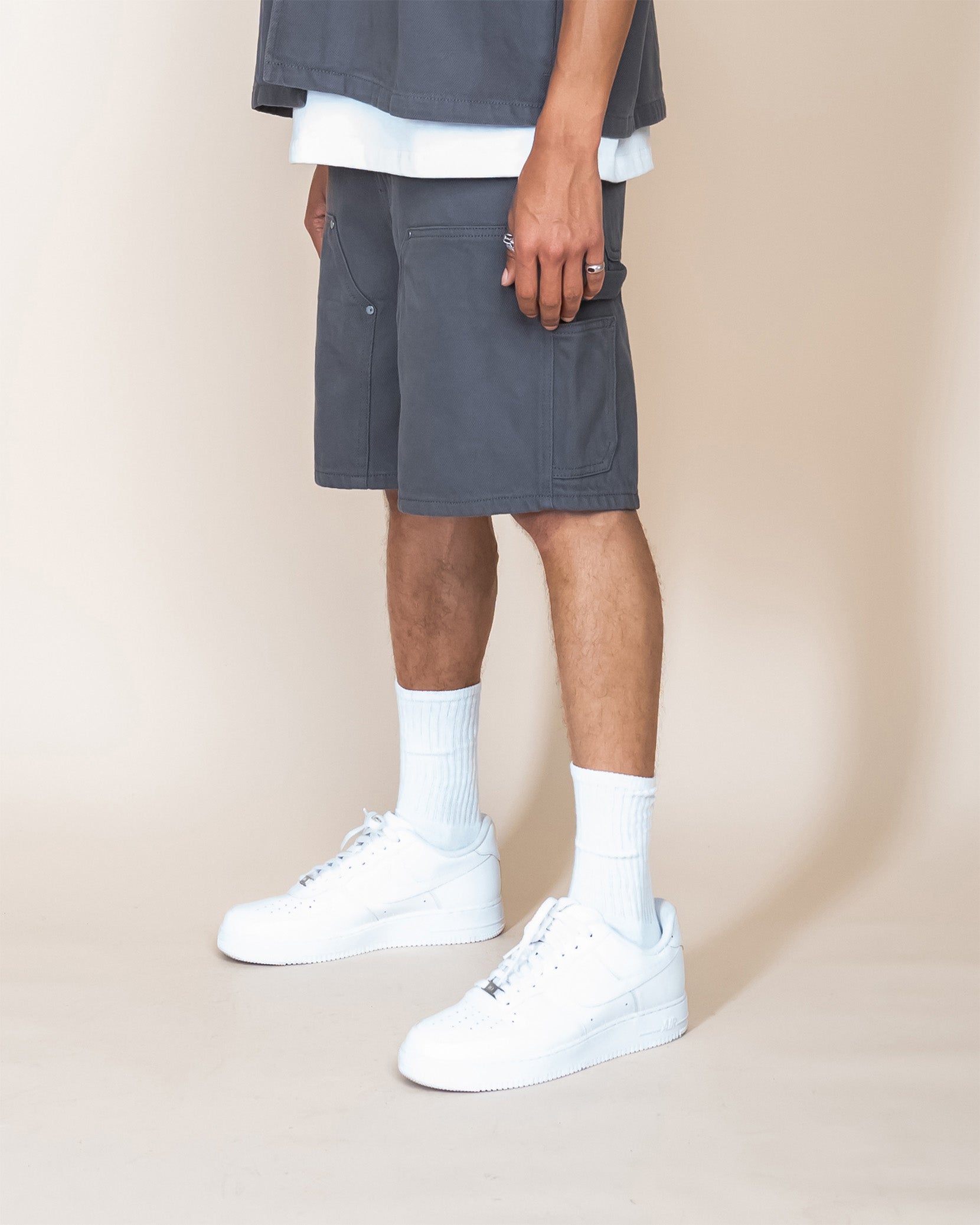 EPTM DOUBLE KNEE TWILL SHORTS - GREY