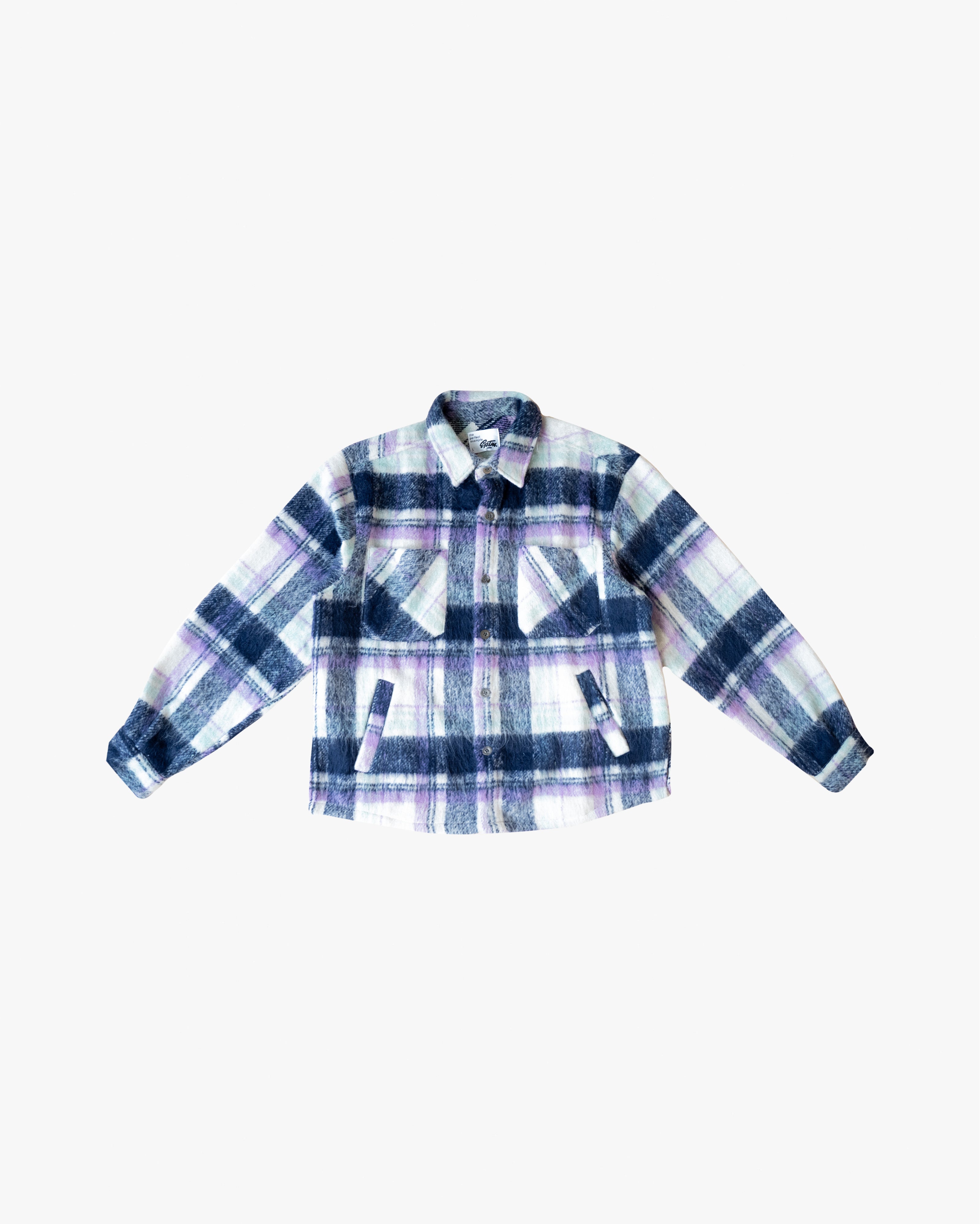 EPTM SIDE SLIT FLANNEL-PURPLE/WHITE