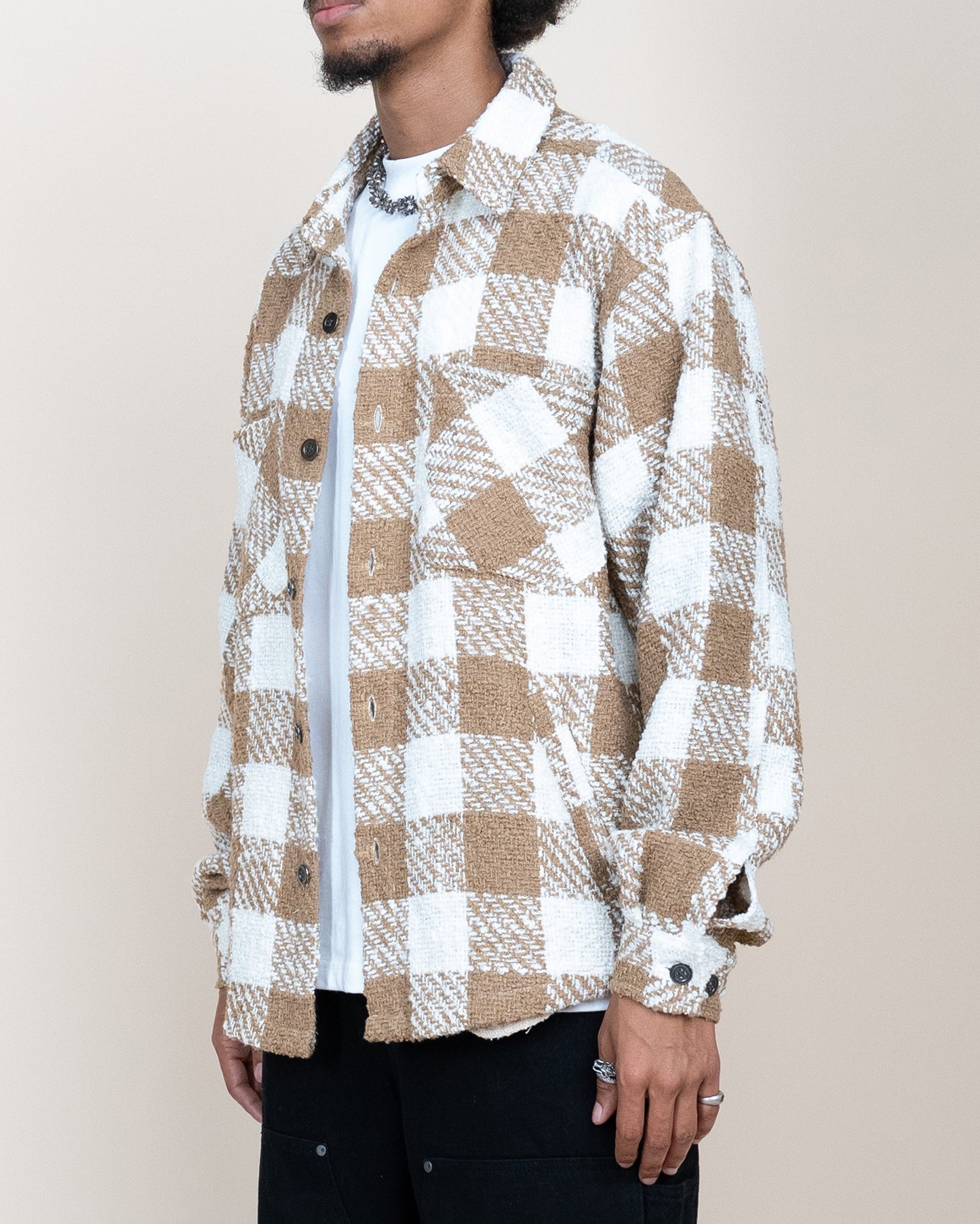 EPTM TWEED FLANNEL SHIRT- KHAKI