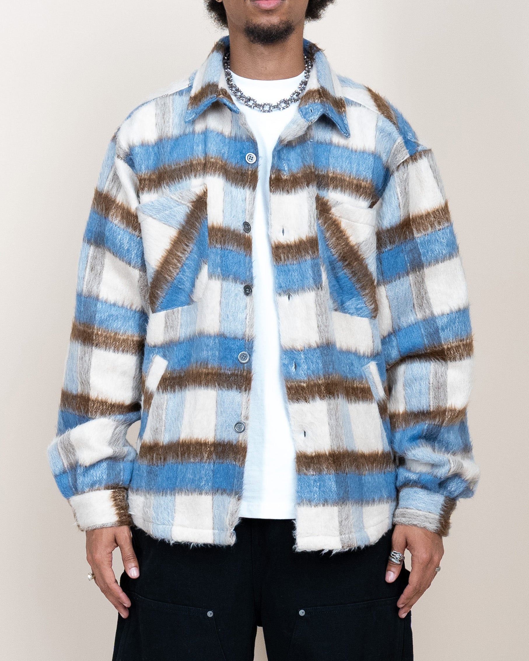 EPTM SIDE SLIT FLANNEL-BLUE/BROWN