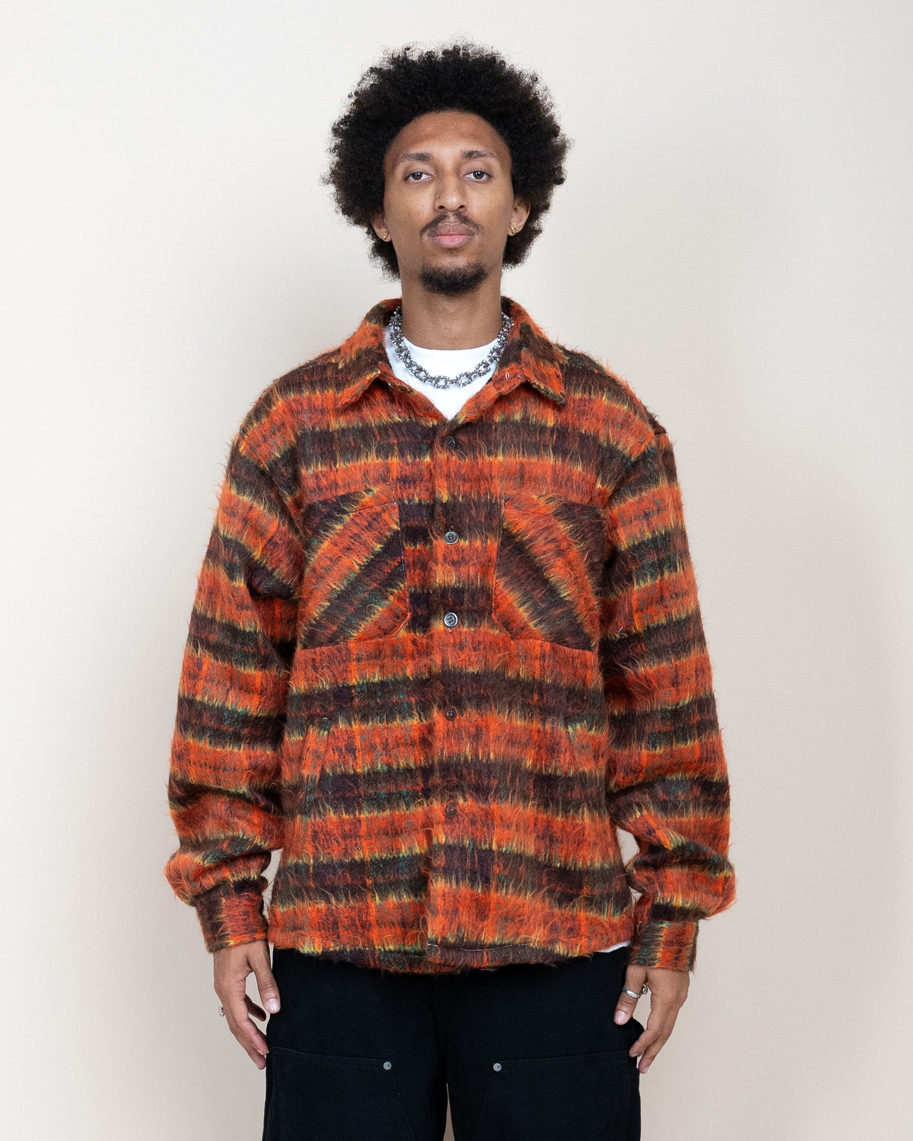 EPTM SIDE SLIT FLANNEL-BLOOD ORANGE