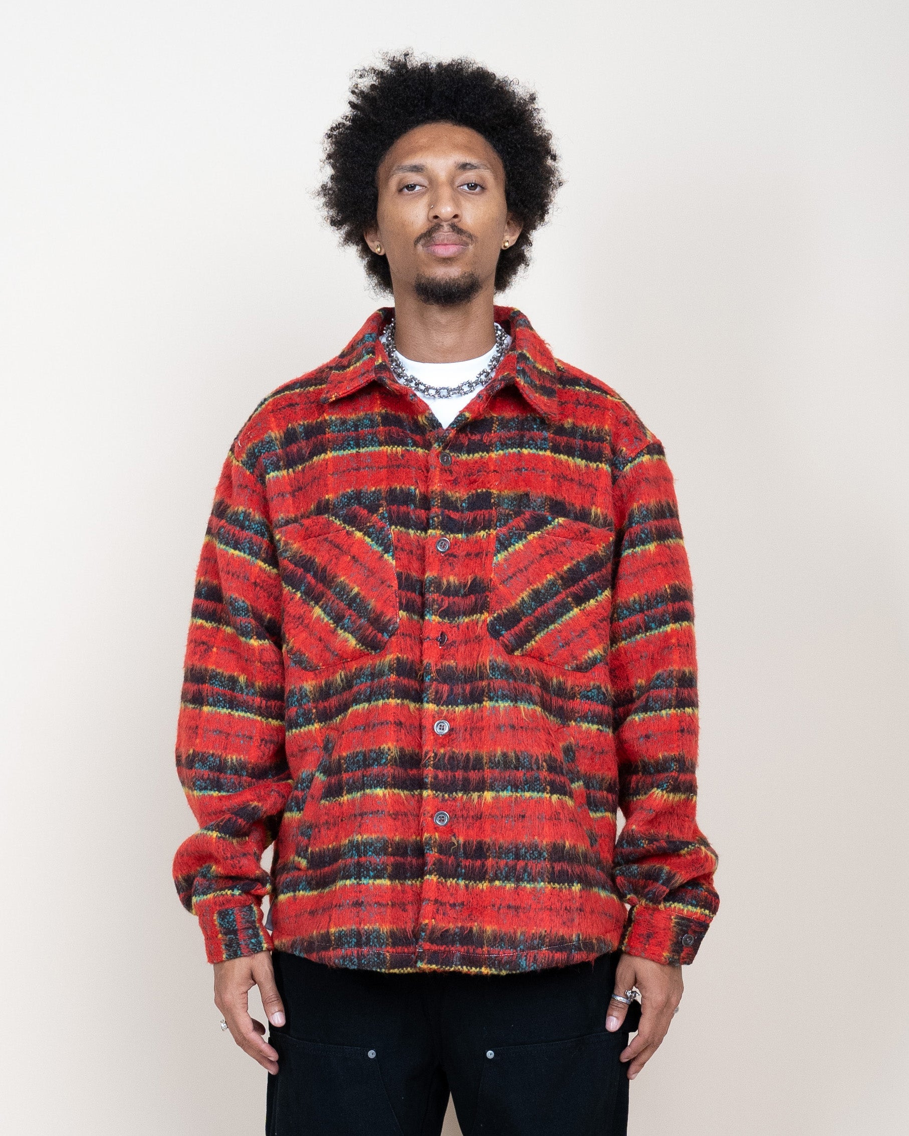 EPTM SIDE SLIT FLANNEL-TOMATO